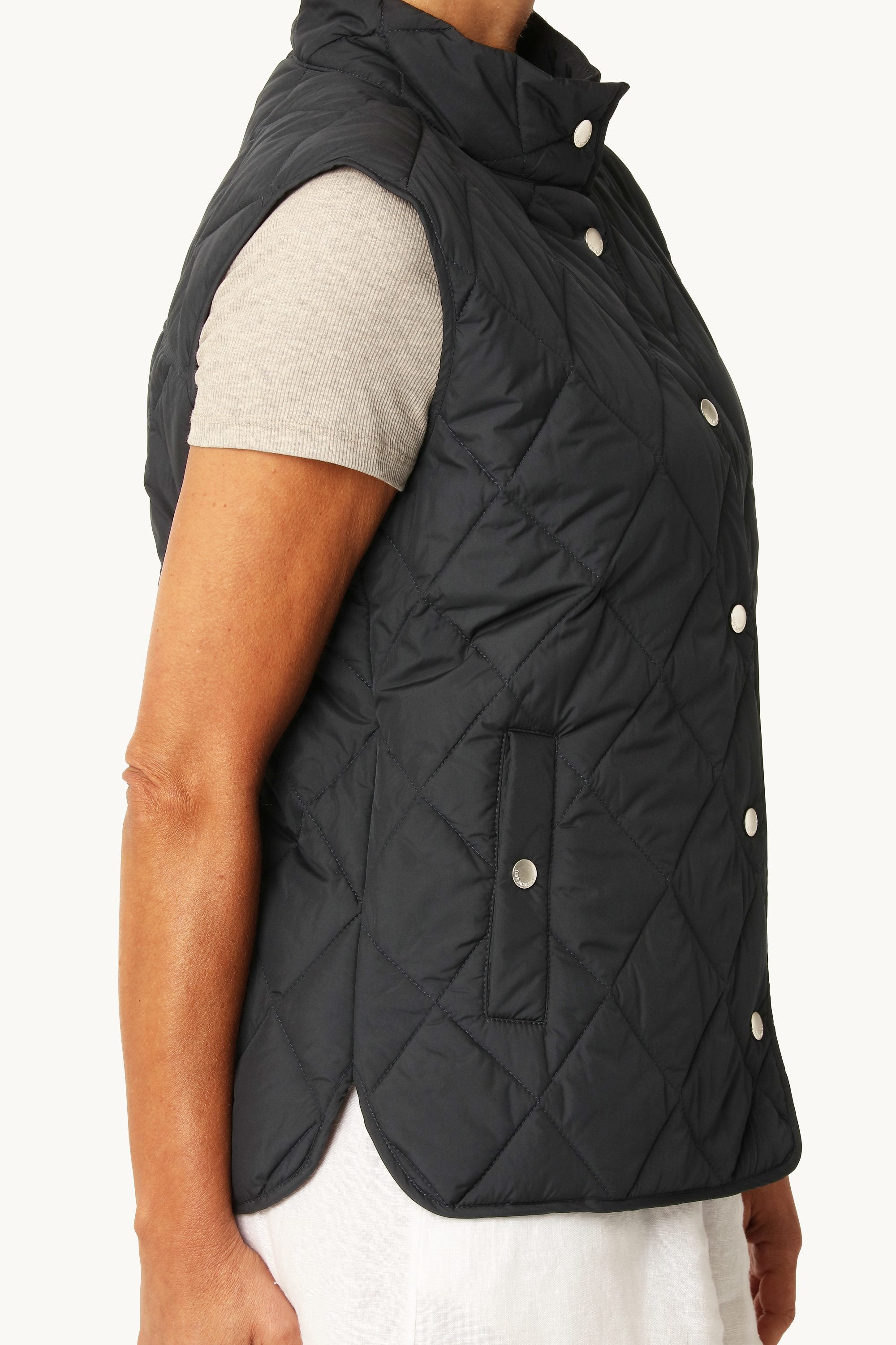 Quilted Short Vest - Dark Indigo