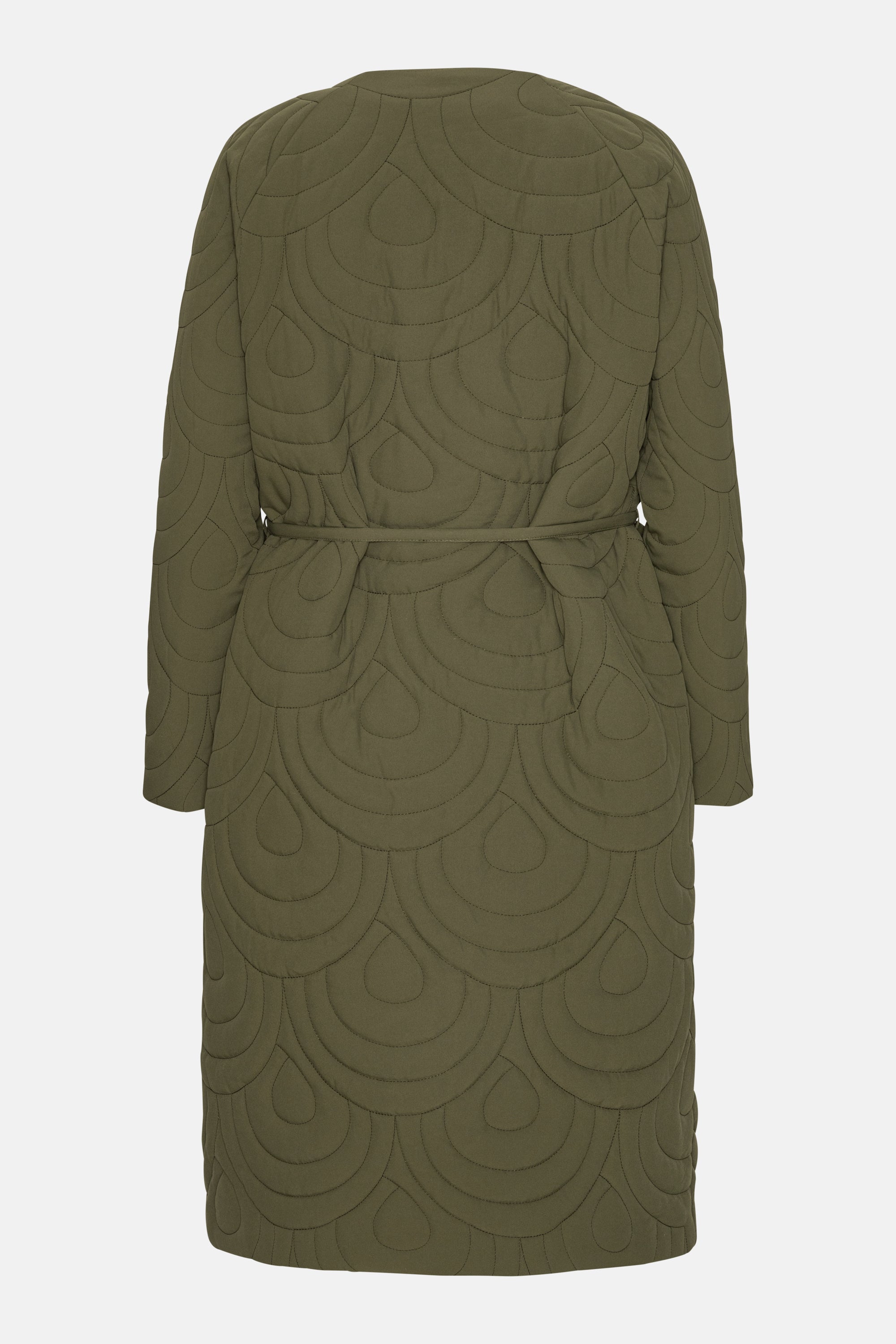 Long Quilted Jacket - Olive Night