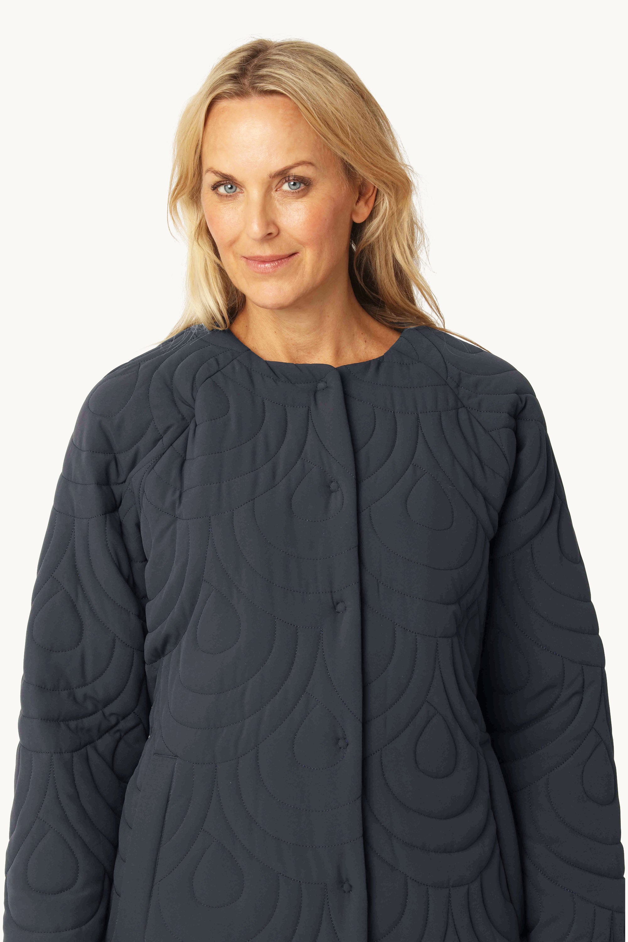 Long Quilted Jacket - Dark Indigo