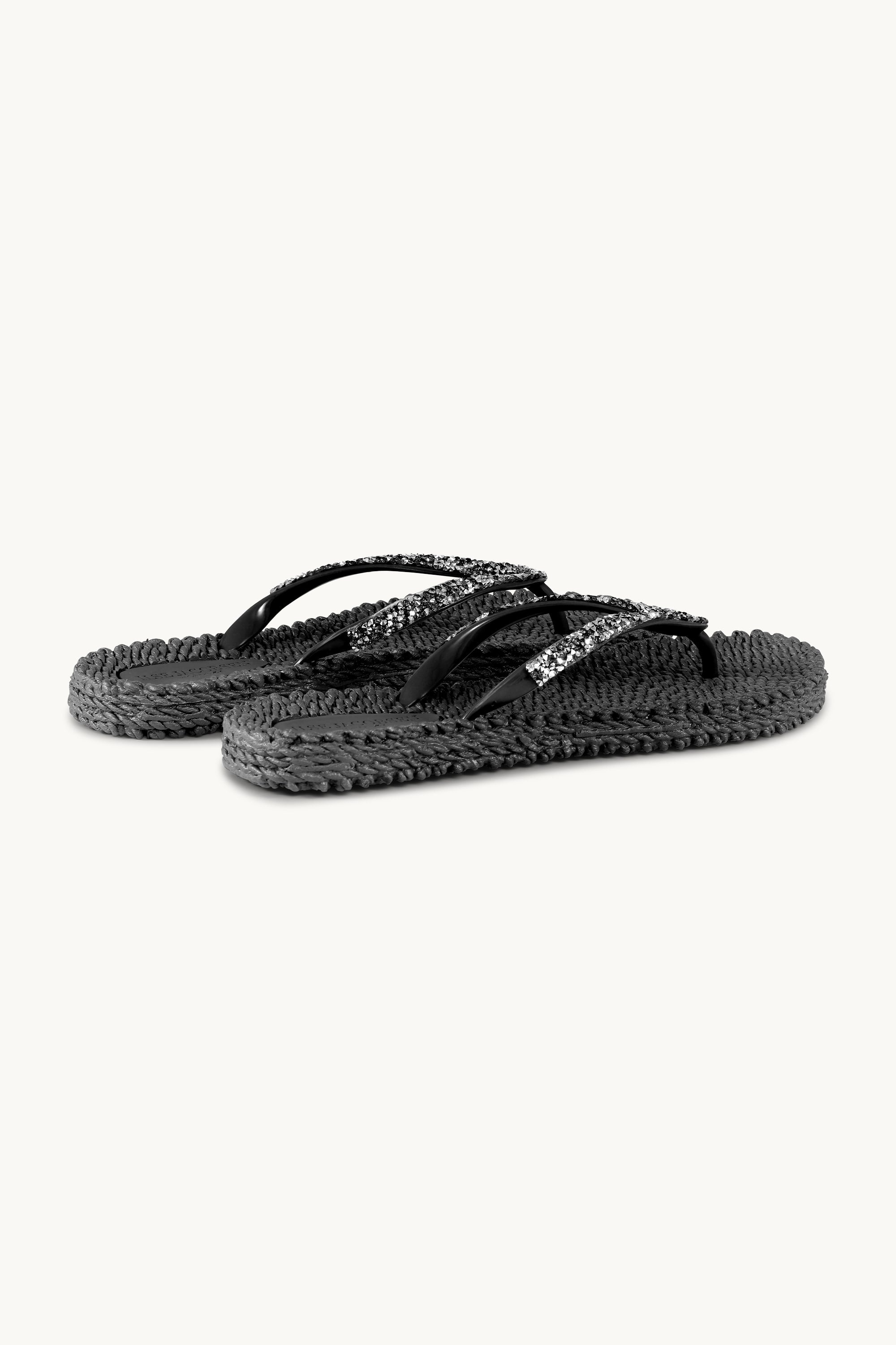 Flip Flops With Rhinestones - Black