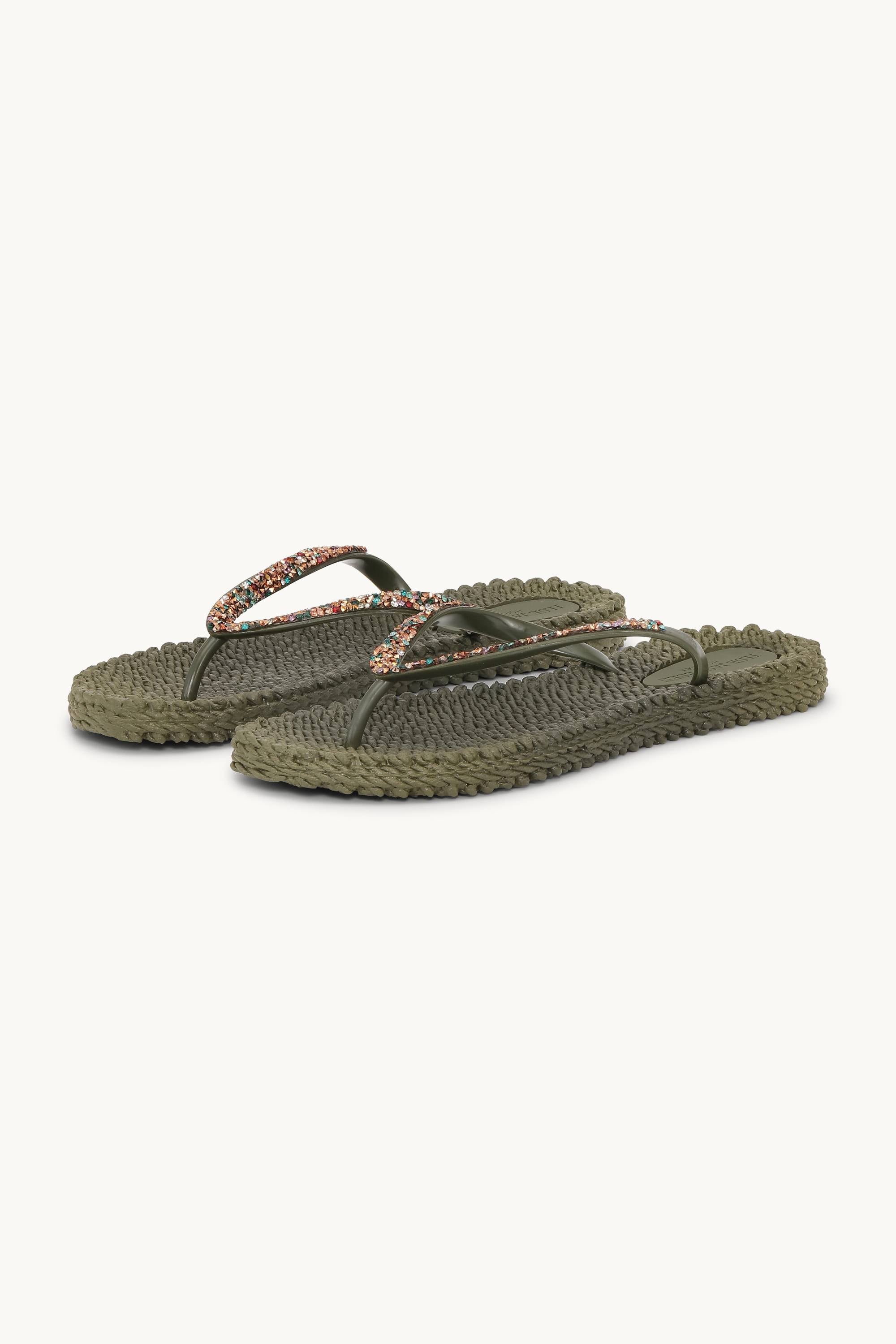 Flip Flops with Rhinestones - Army