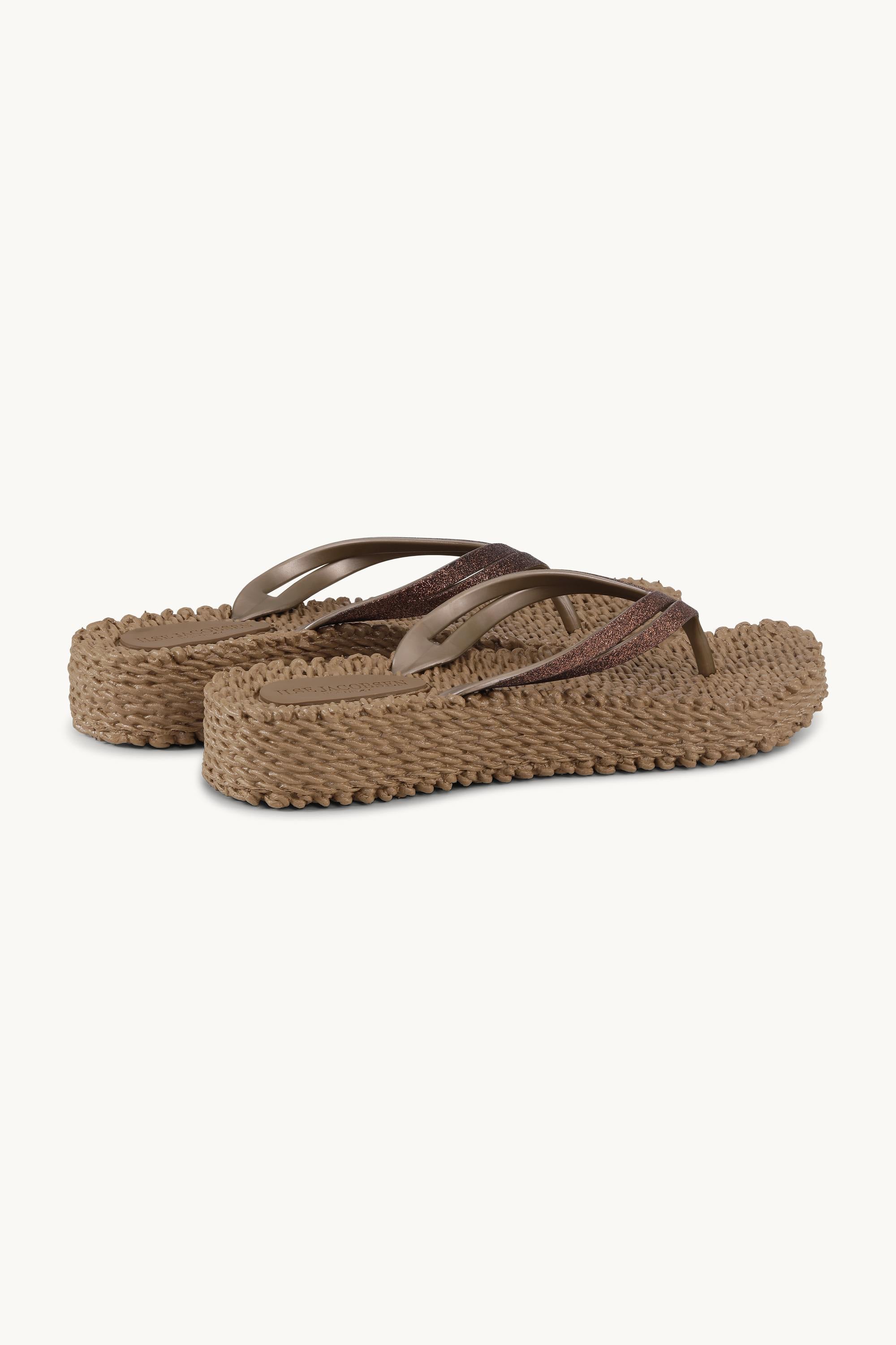 Platform Klipklapper Glitter - Mocca