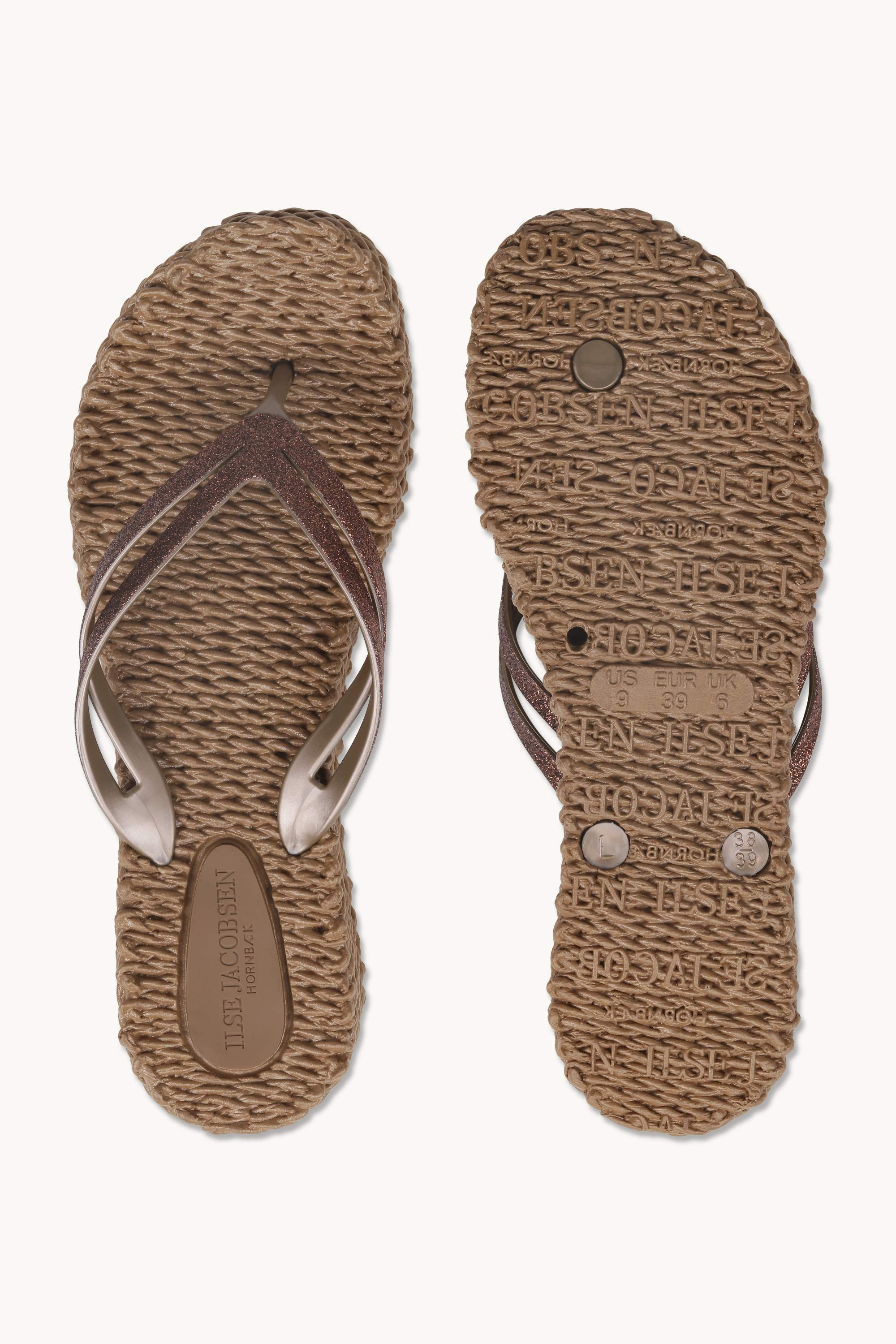Platform Klipklapper Glitter - Mocca
