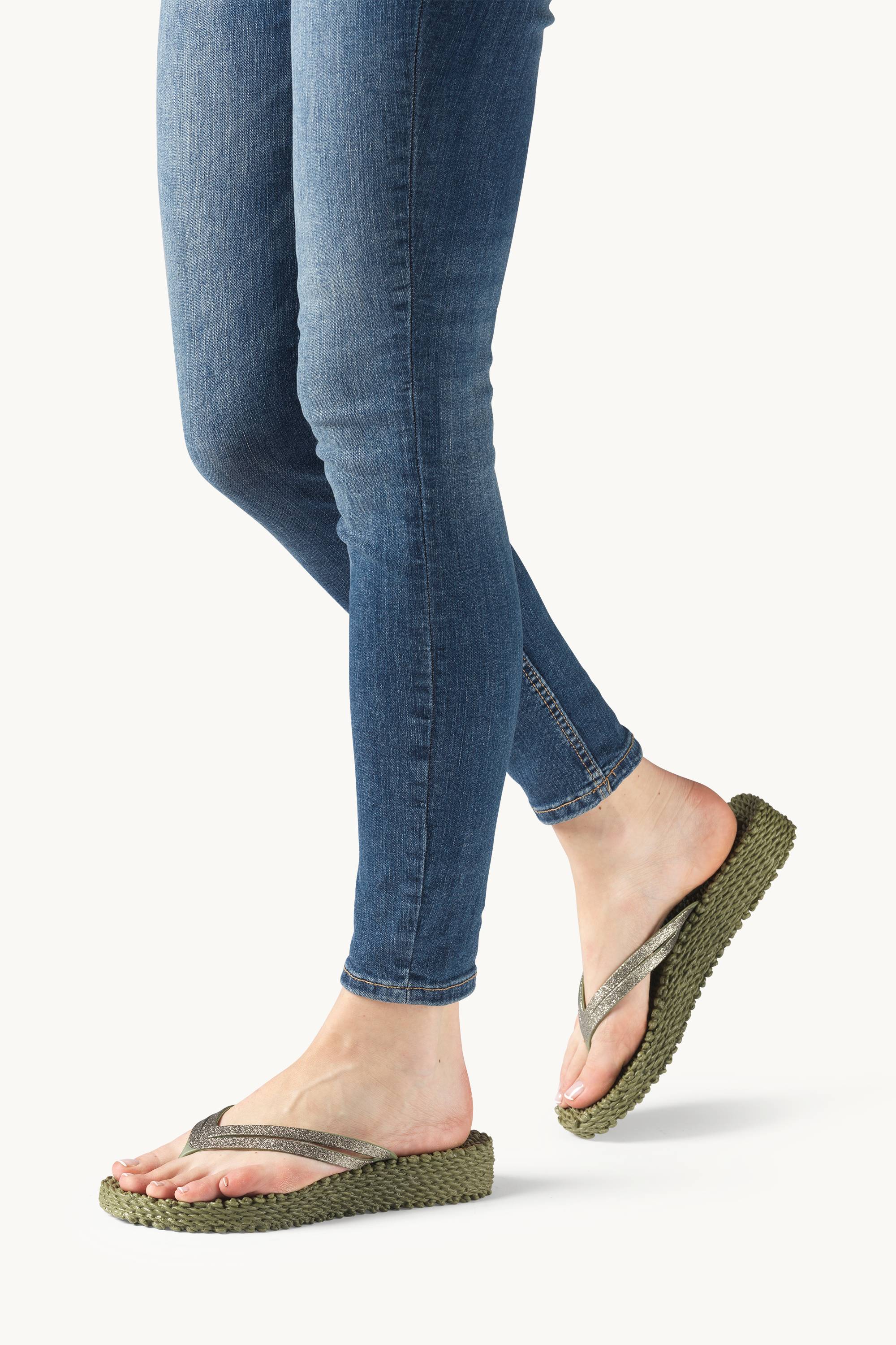 Platform Klipklapper Glitter - Sphagnum