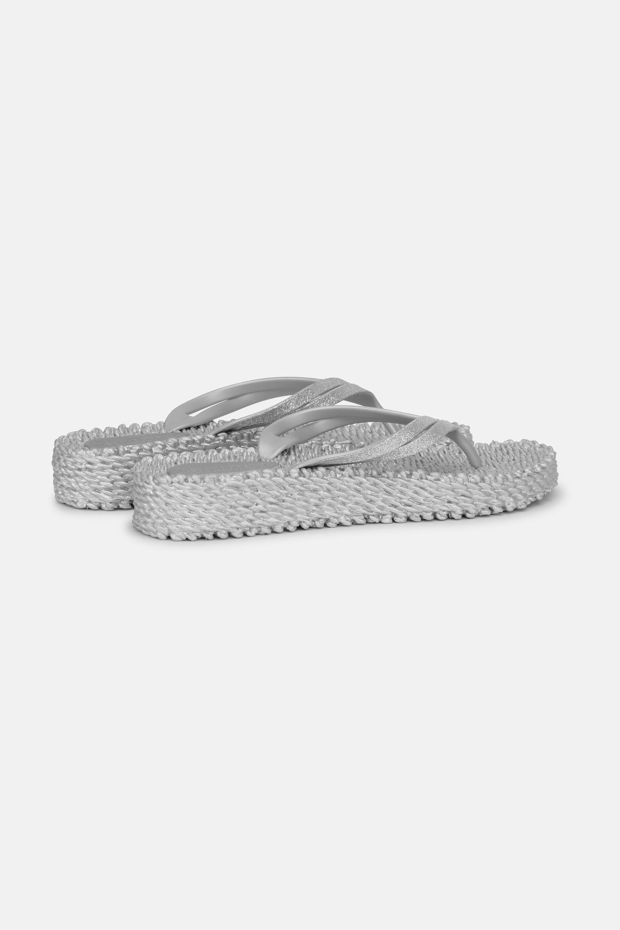 Platform Klipklapper Glitter - Silver