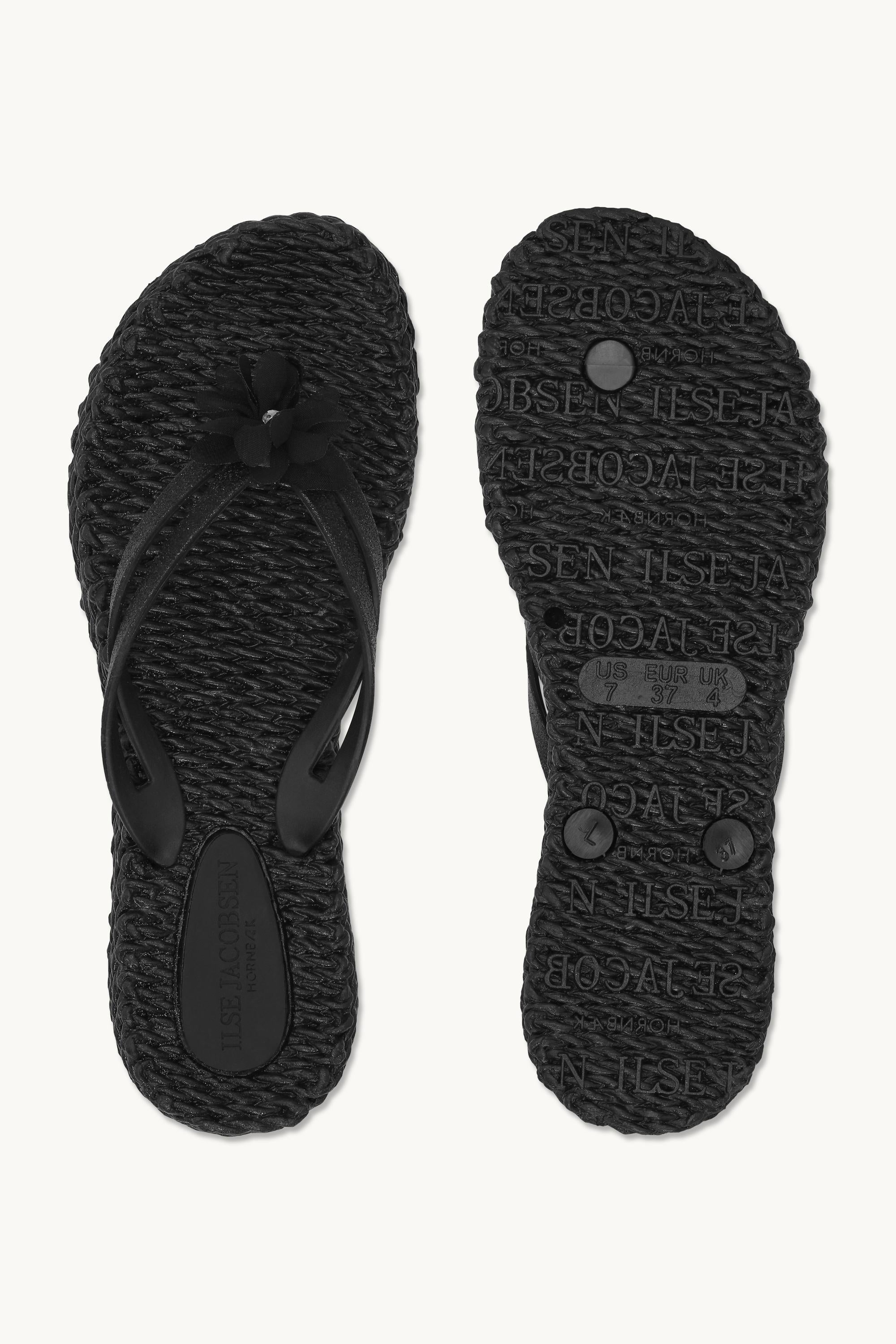 Flip Flops with Flower - Black