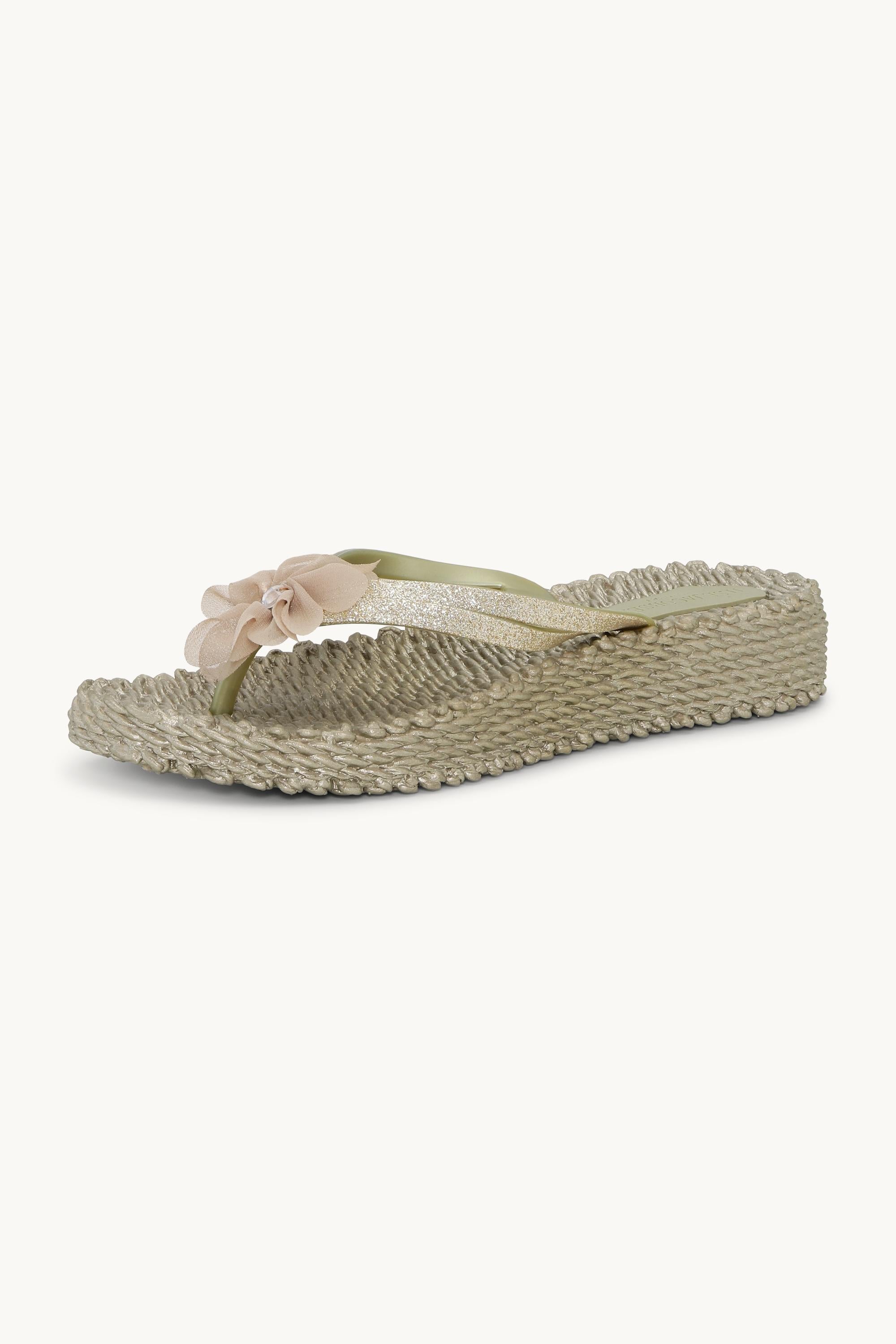 Flip Flops with Flower - Platin