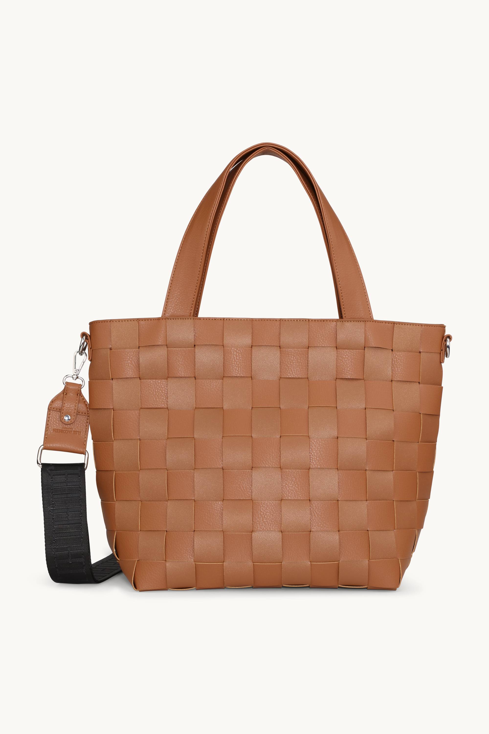 Braided Cross-Body Shopper - Cognac