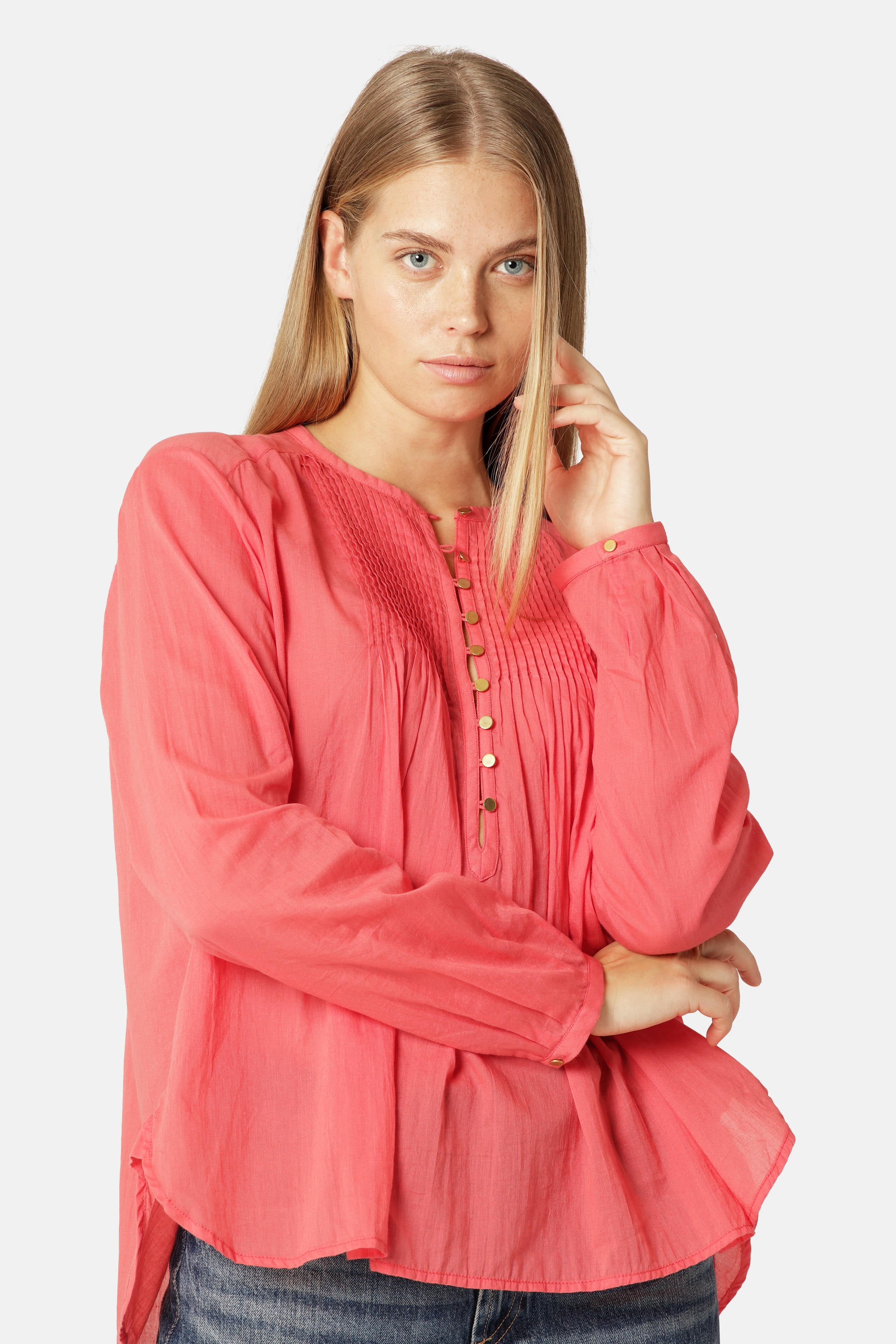 Skjorte med Lange Ærmer - Spiced Coral