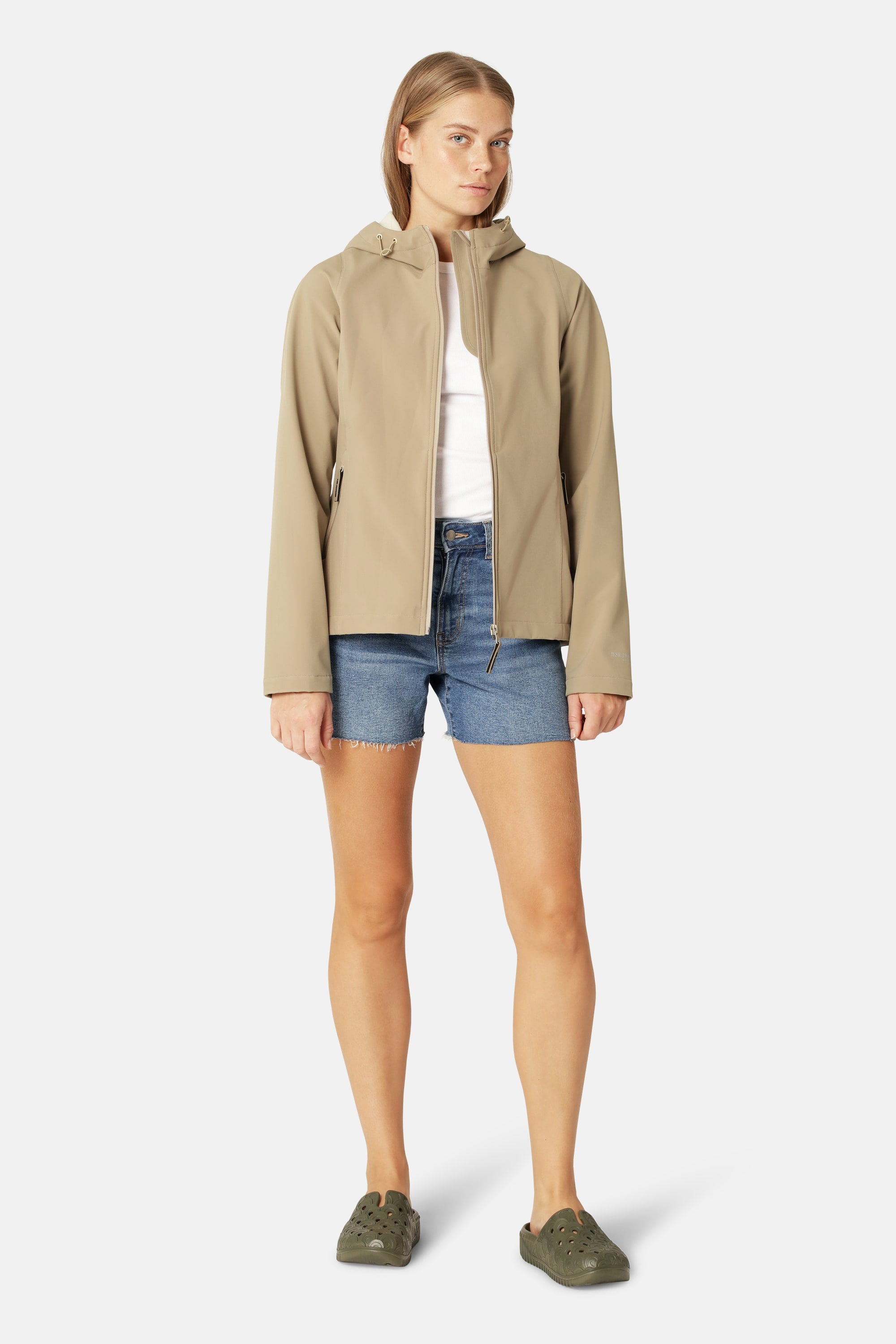 Kort Softshell Regnjakke - Greige