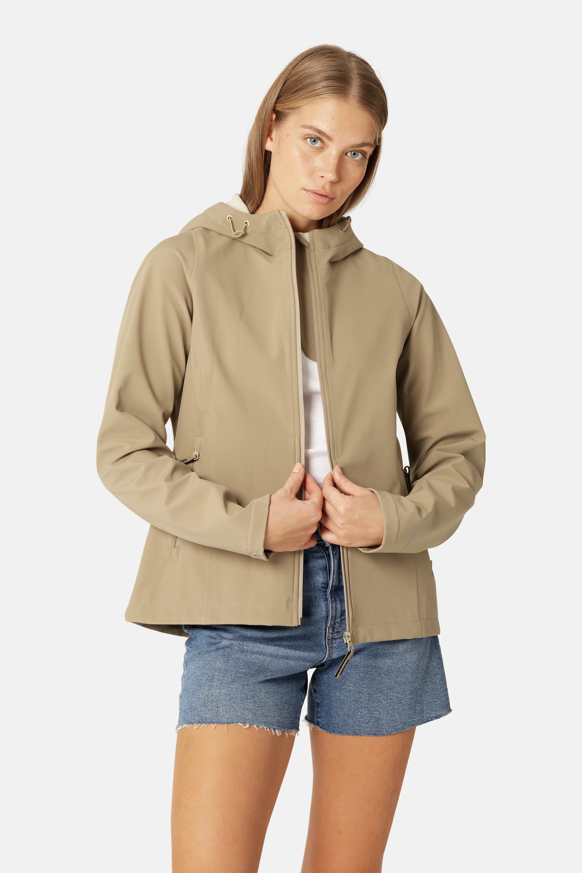 Kort Softshell Regnjakke - Greige
