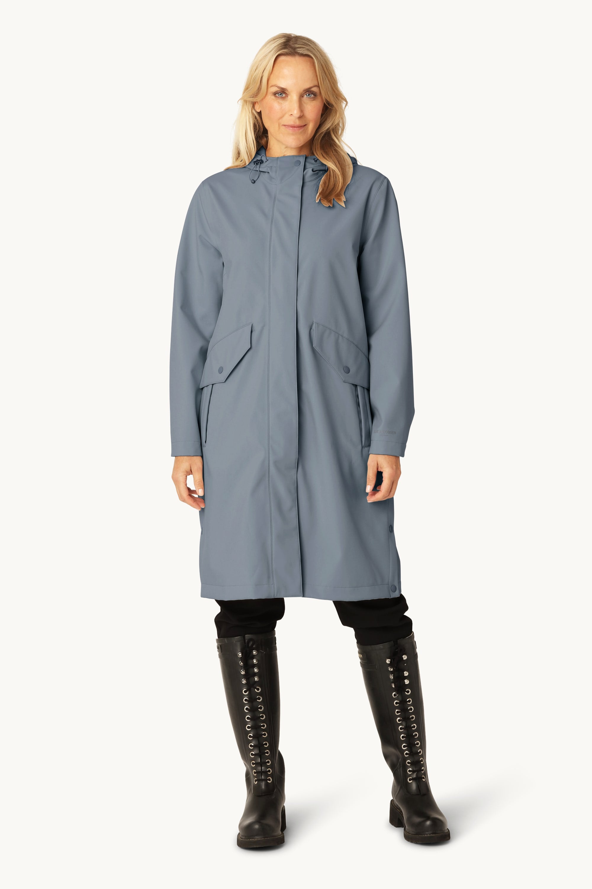 Long Softshell Raincoat - Grey Blue