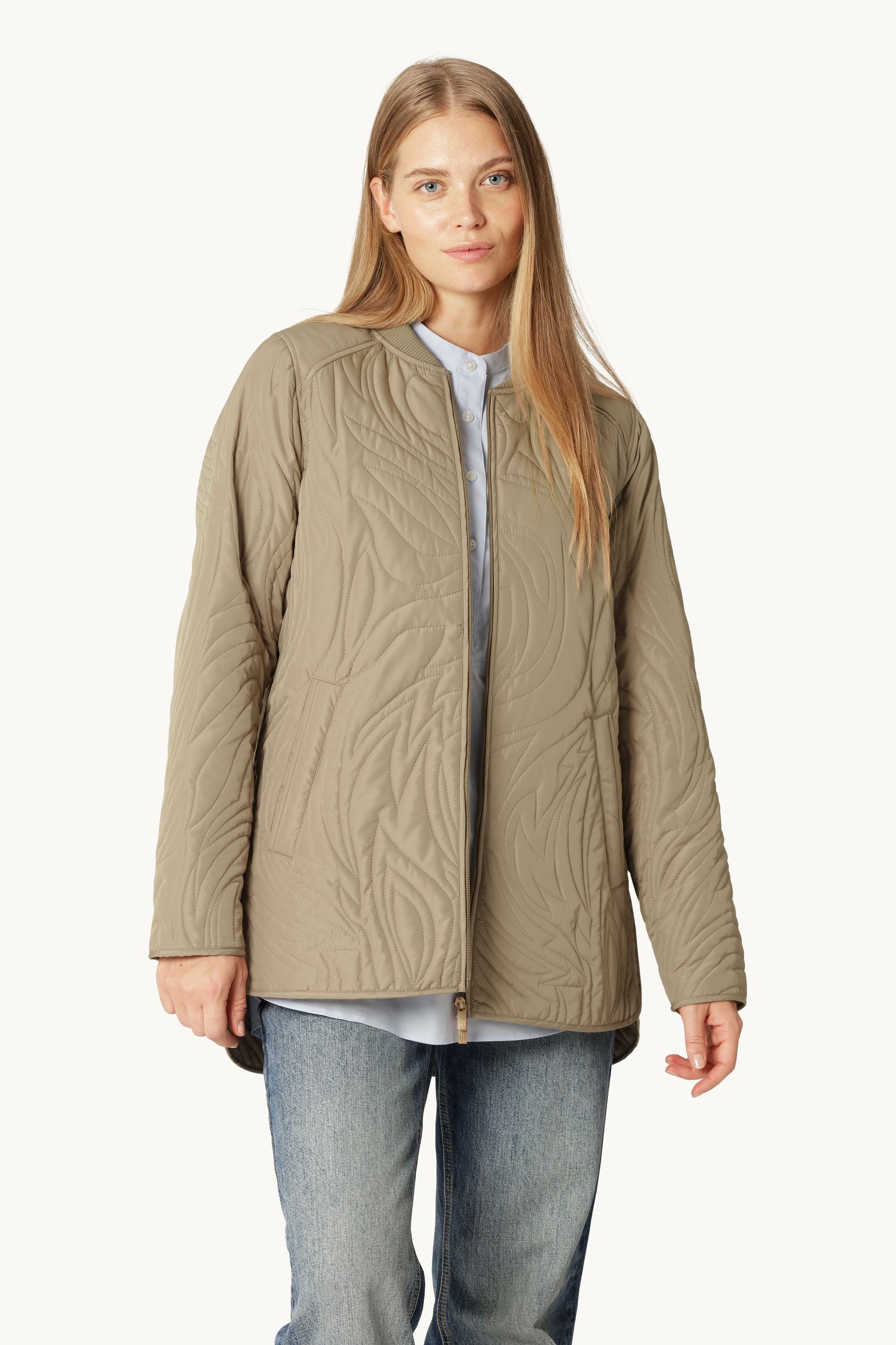 Kort Quiltet Jakke - Greige