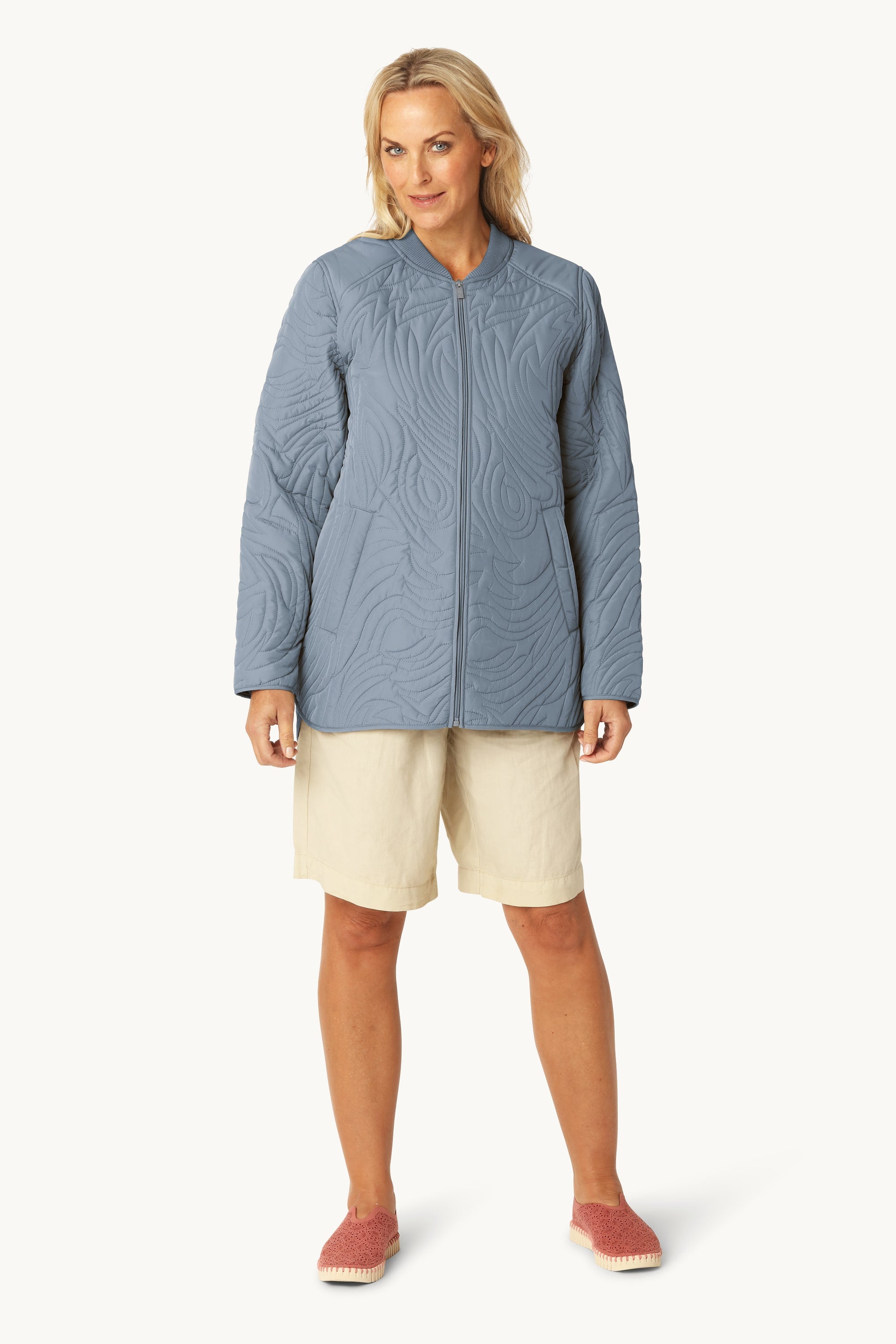 Kort Quiltet Jakke - Grey Blue