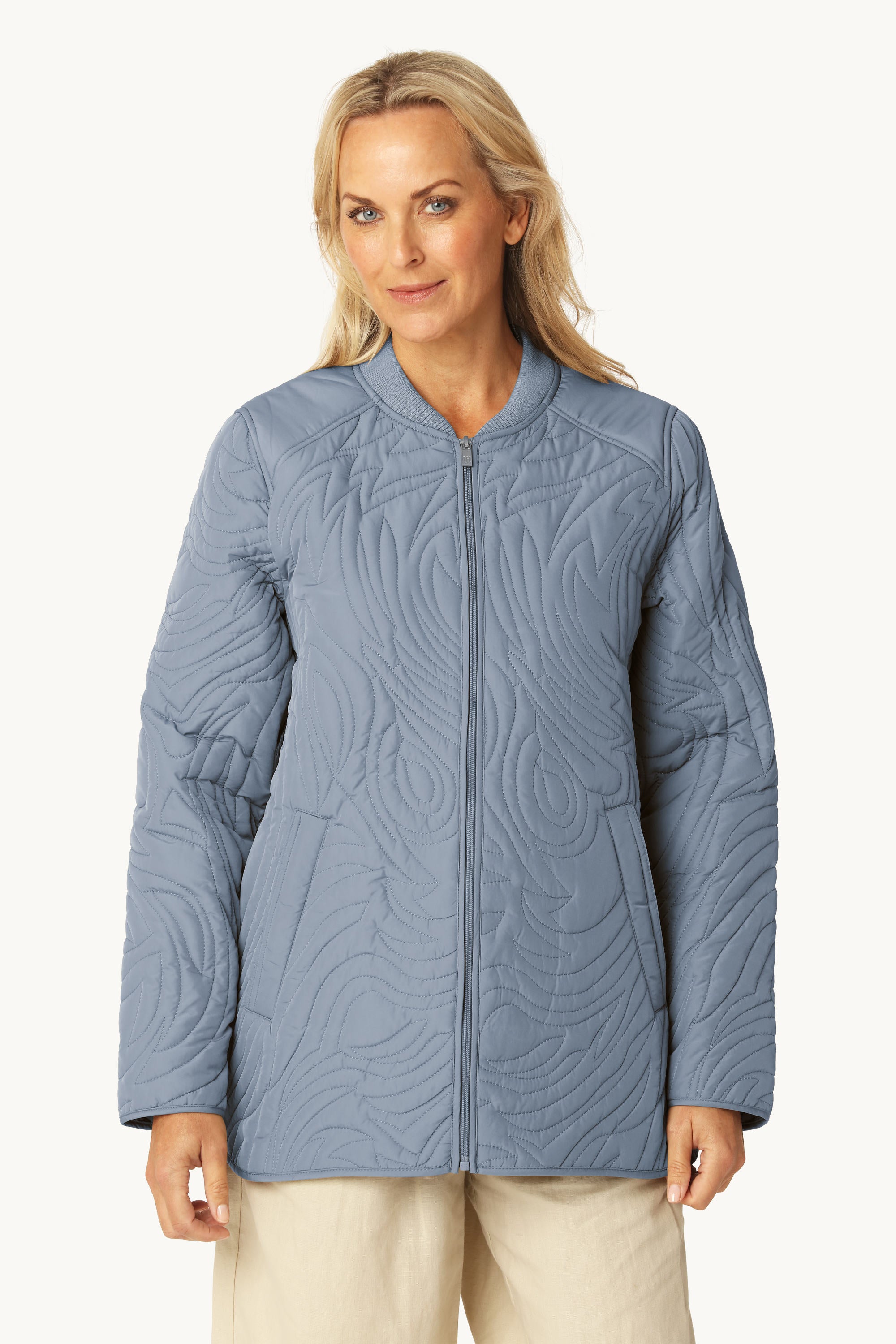 Kort Quiltet Jakke - Grey Blue