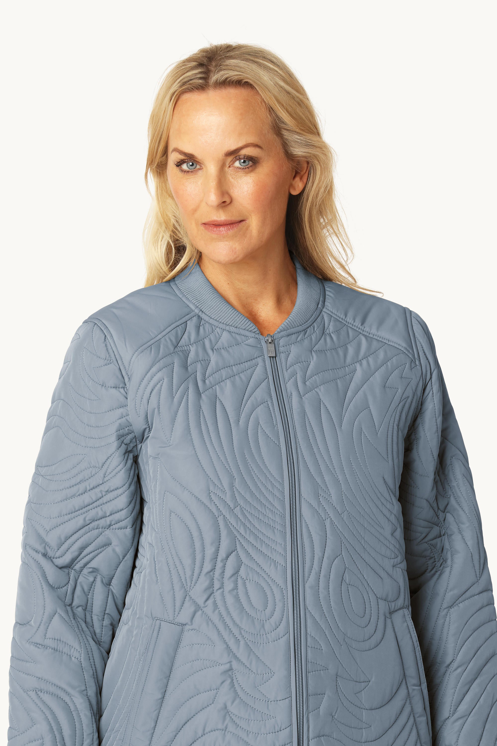 Kort Quiltet Jakke - Grey Blue