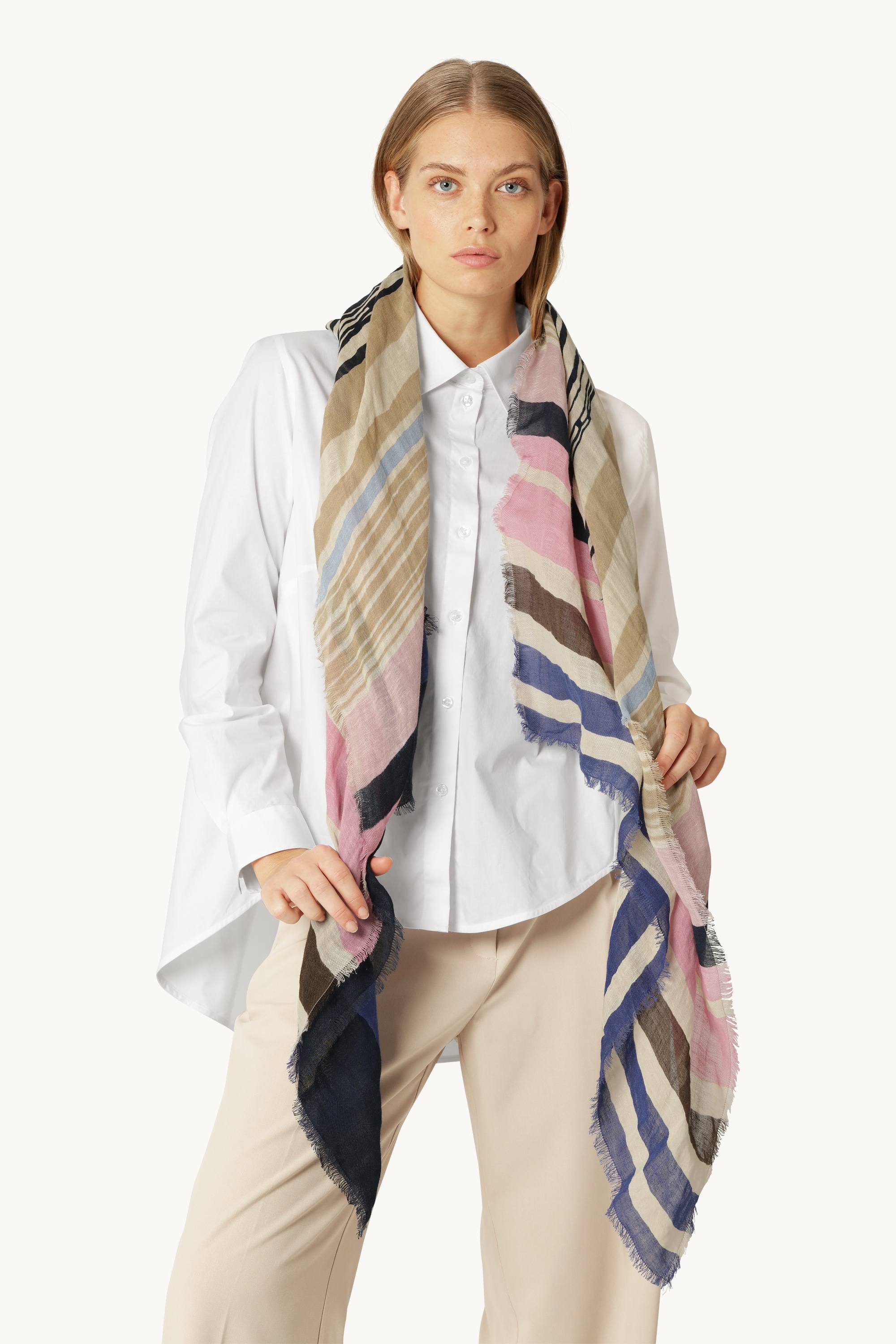 Stribet Tørklæde - Beige Organic Stripe