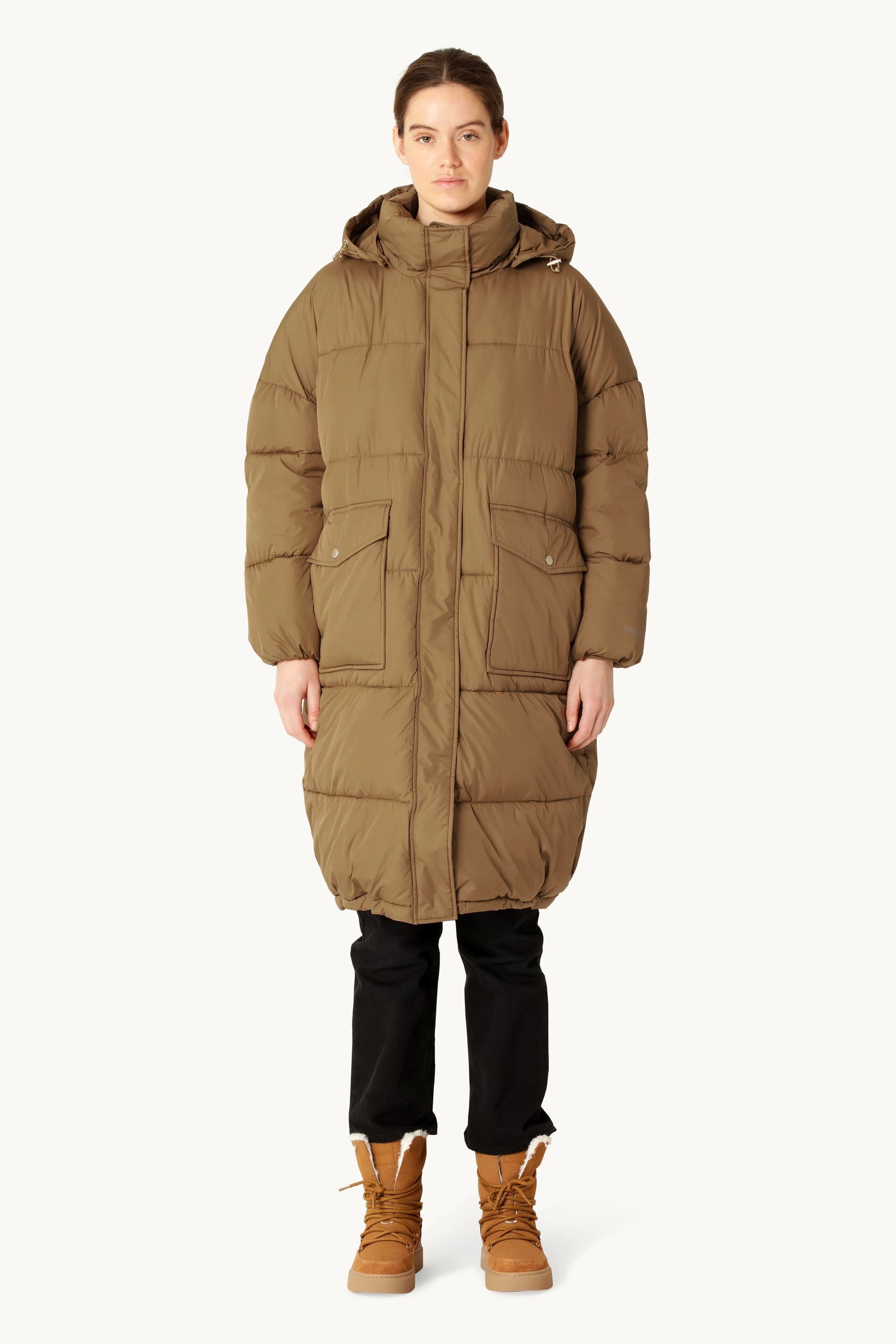 Long Padded Coat - Mocca