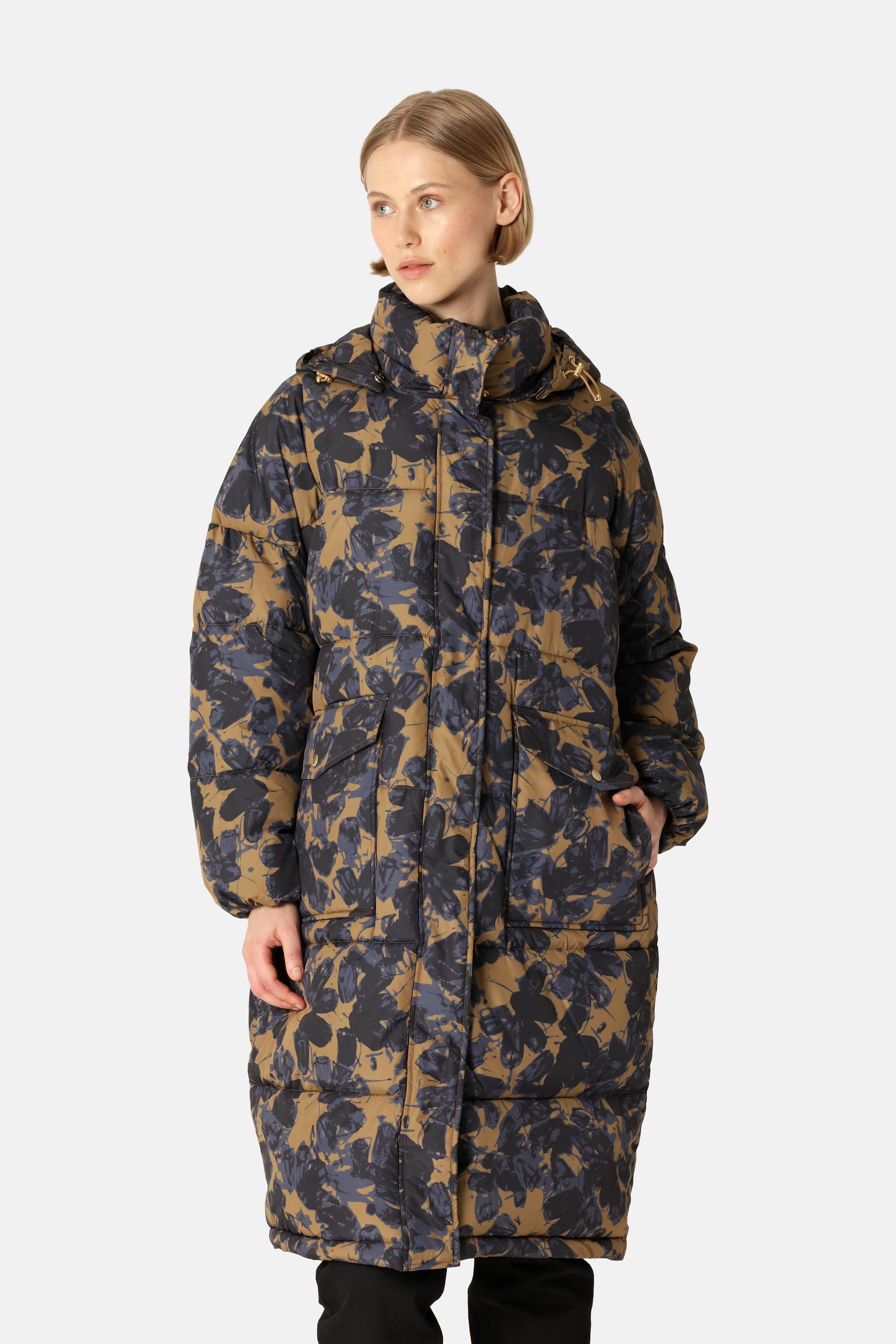 Long Padded Coat - Beige Butterfly