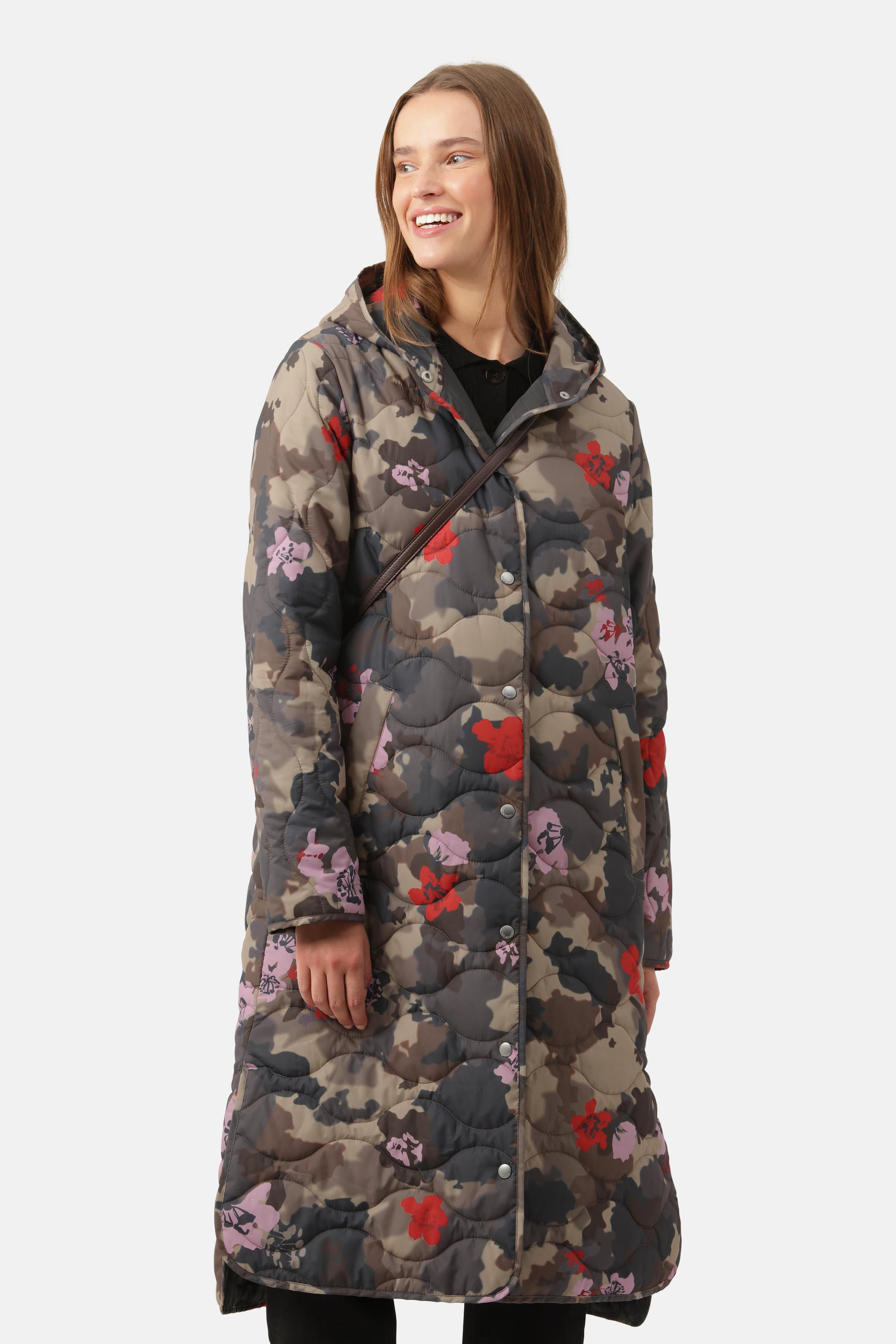 Lang Quiltet Frakke - Floral Camo