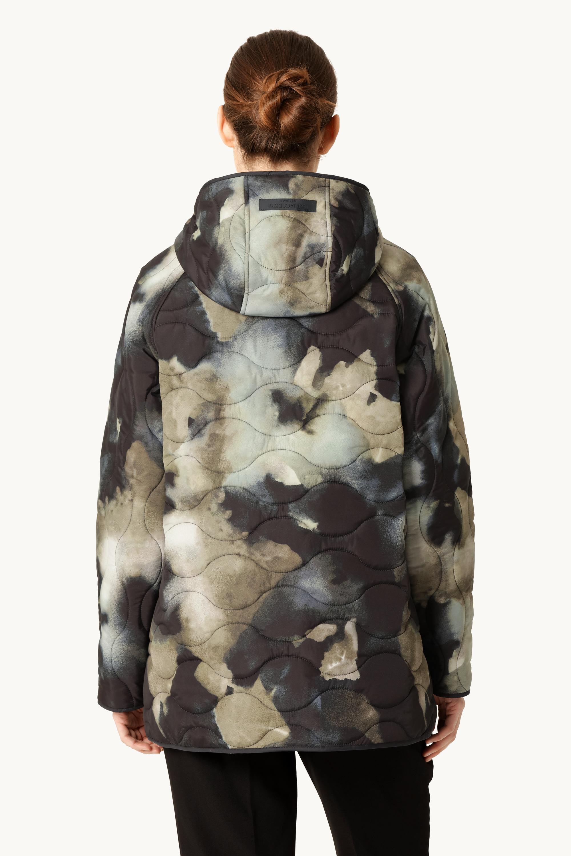 Short Quilt Jacket With Hood - Moss Print