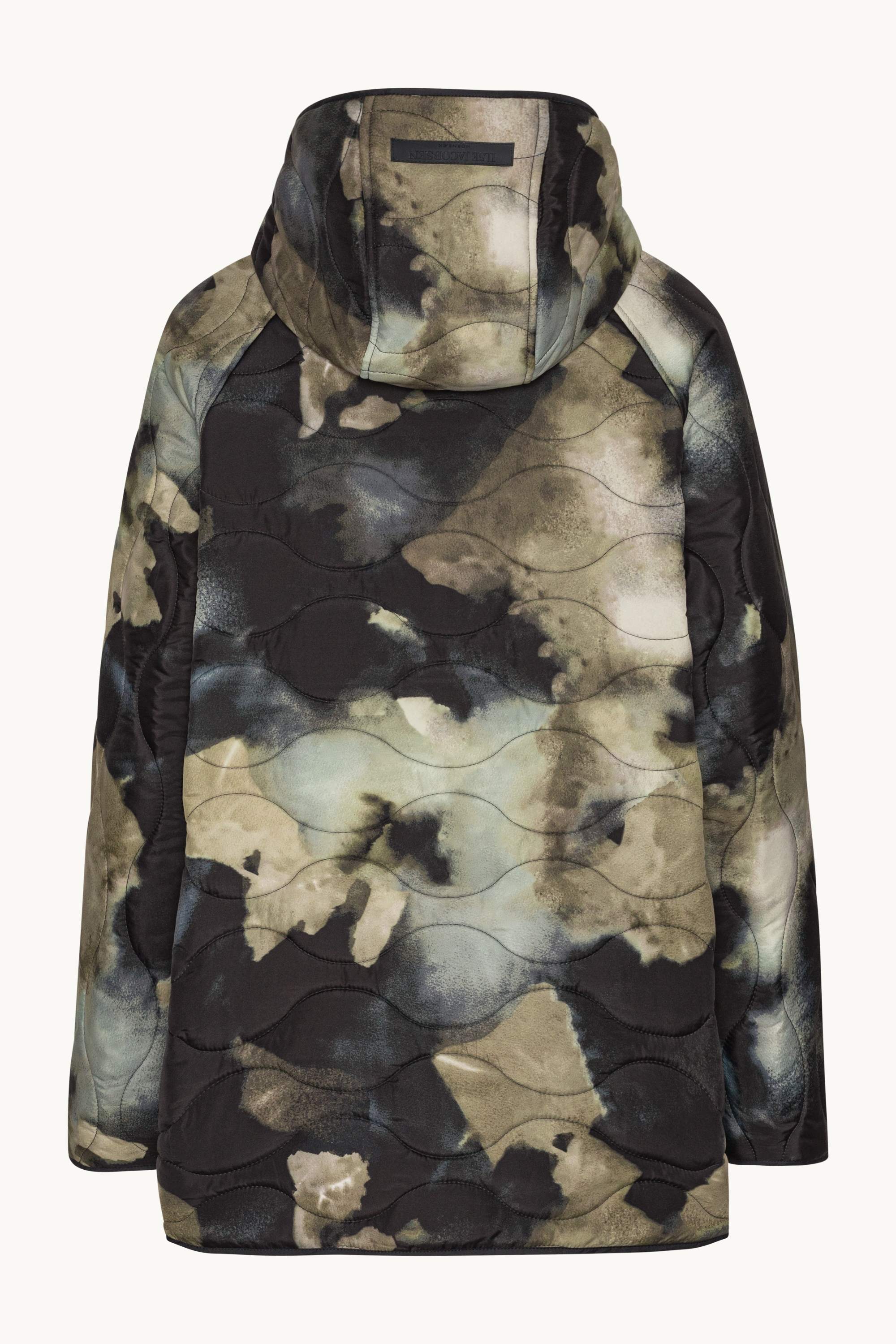 Short Quilt Jacket With Hood - Moss Print