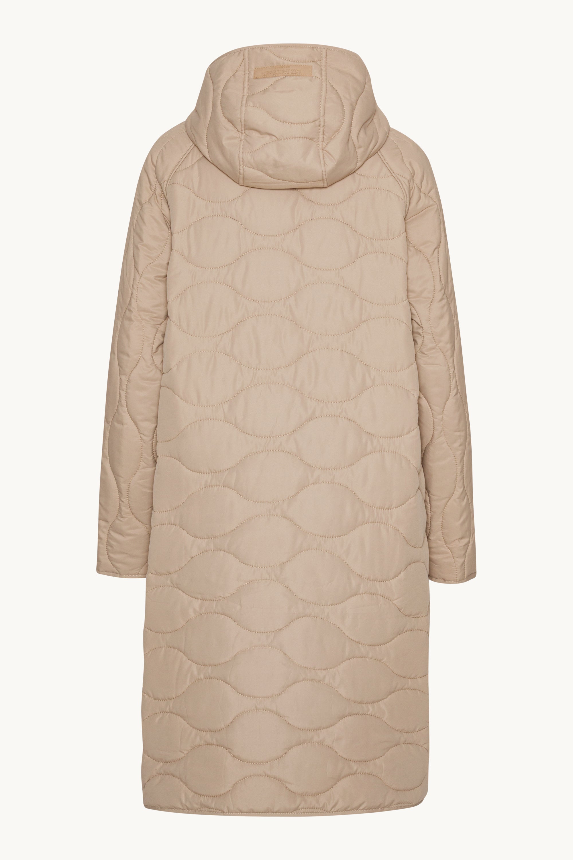 Long Quilt Jacket with Hood - Wheat