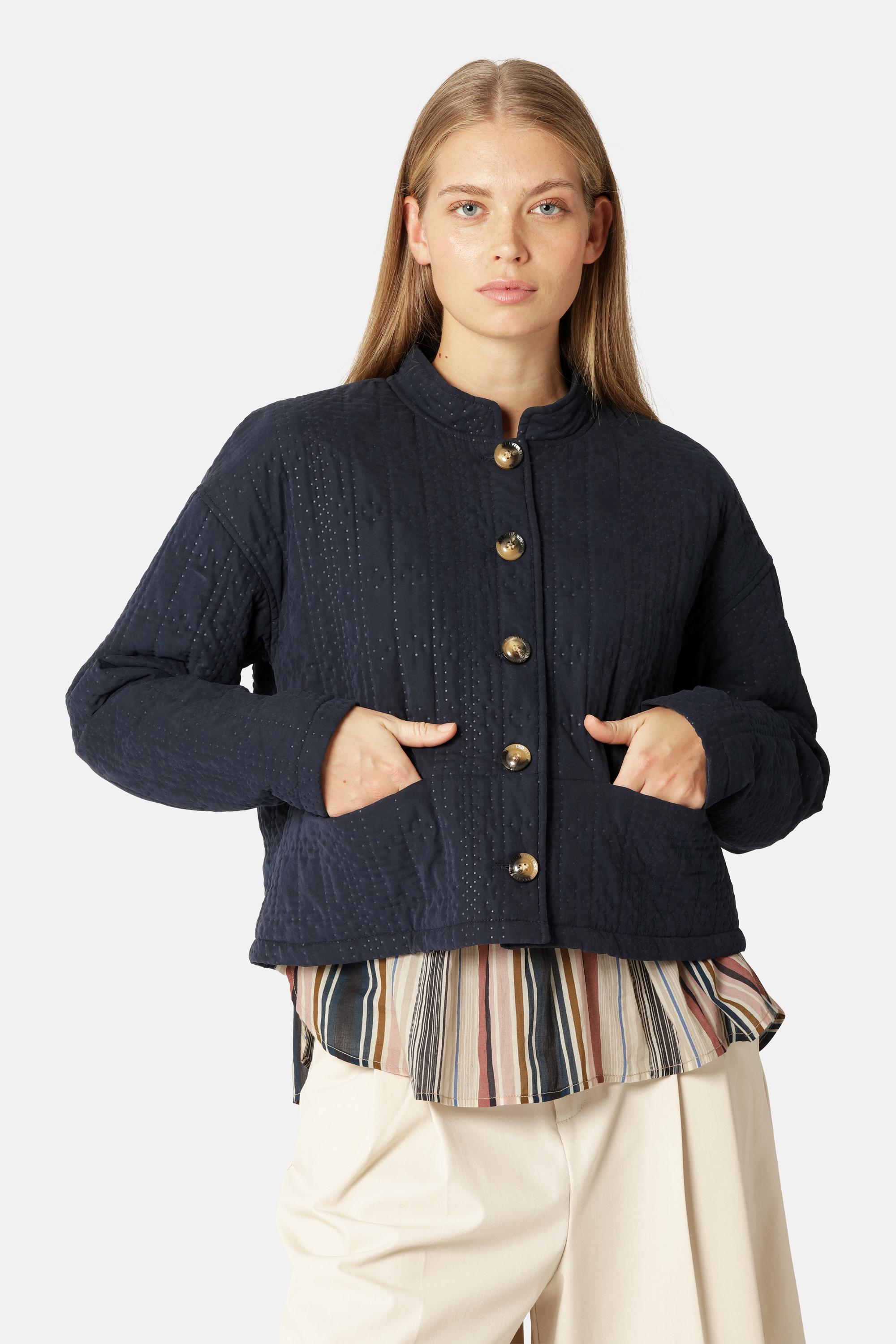 Kort Quiltet Jakke - Dark Indigo