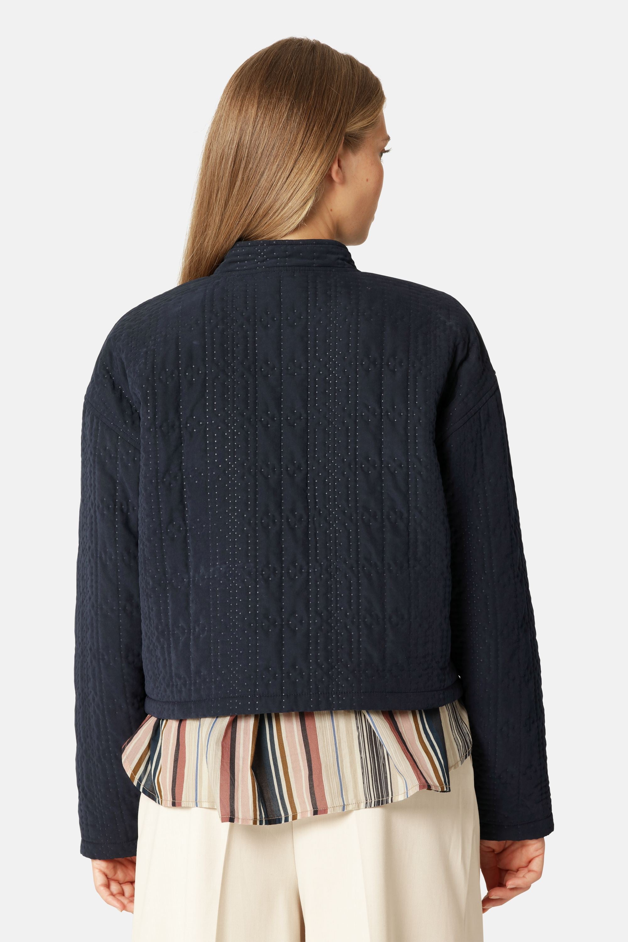 Kort Quiltet Jakke - Dark Indigo