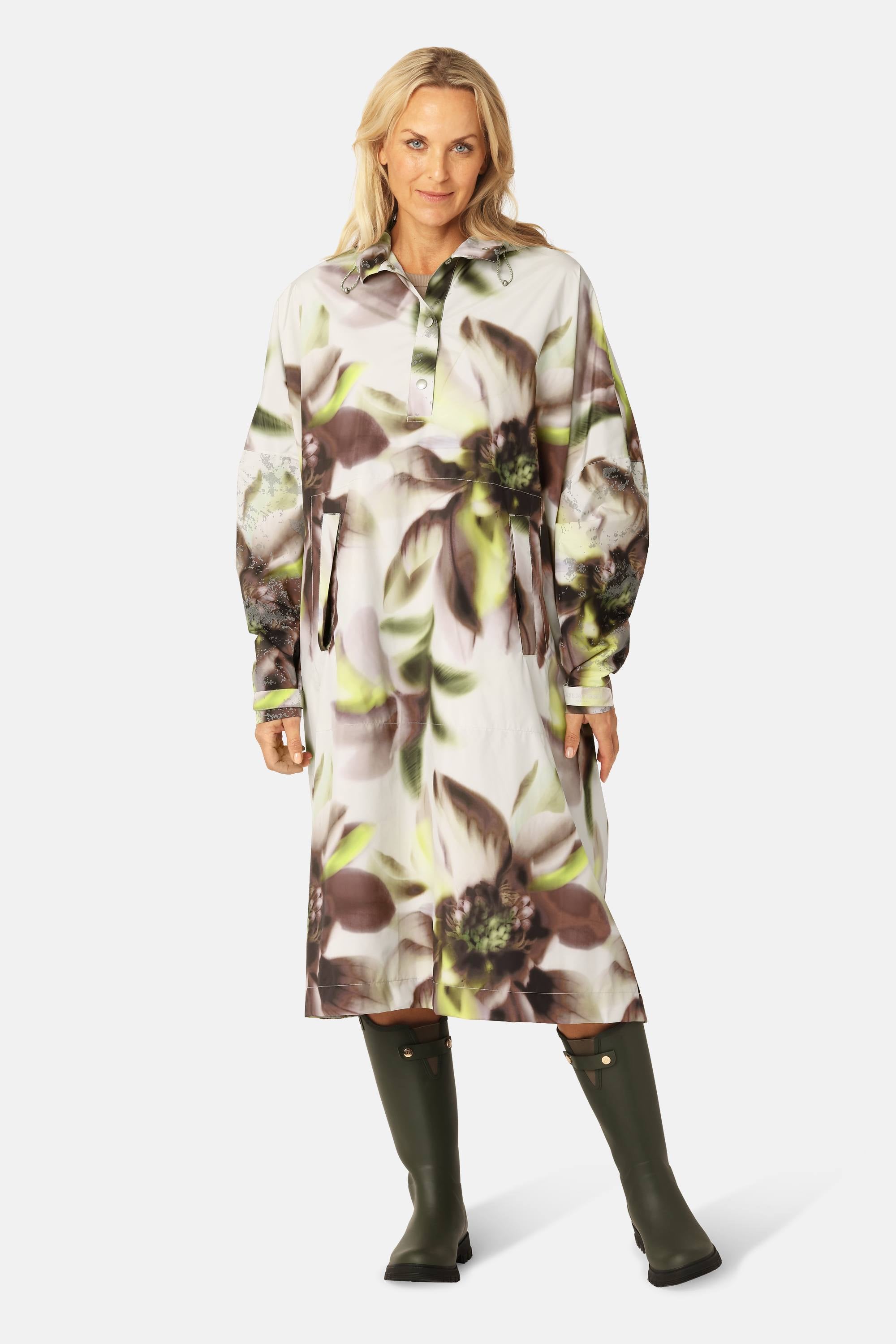 Poncho Raincoat - Light Photoristic Flower
