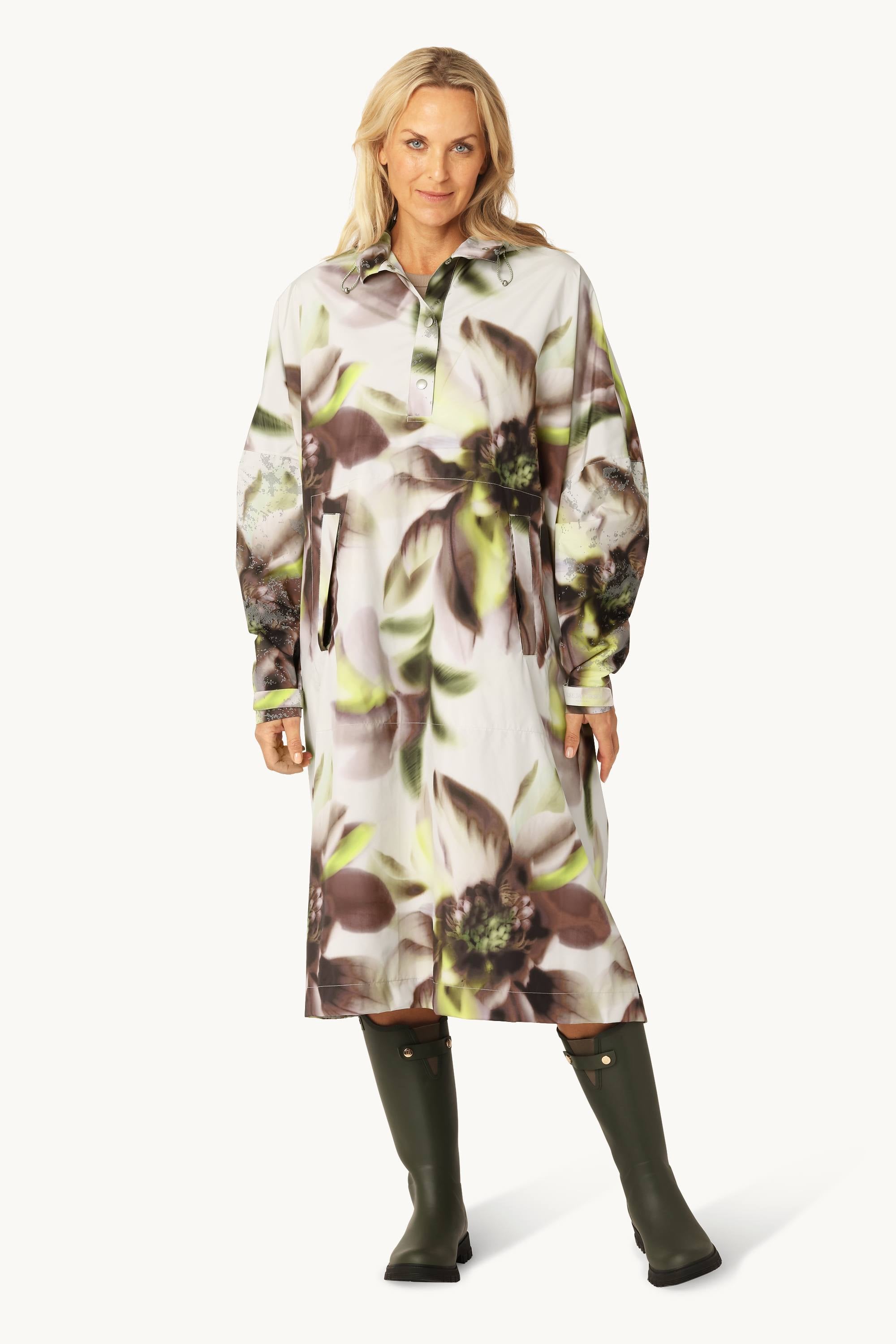 Poncho Raincoat - Light Photoristic Flower