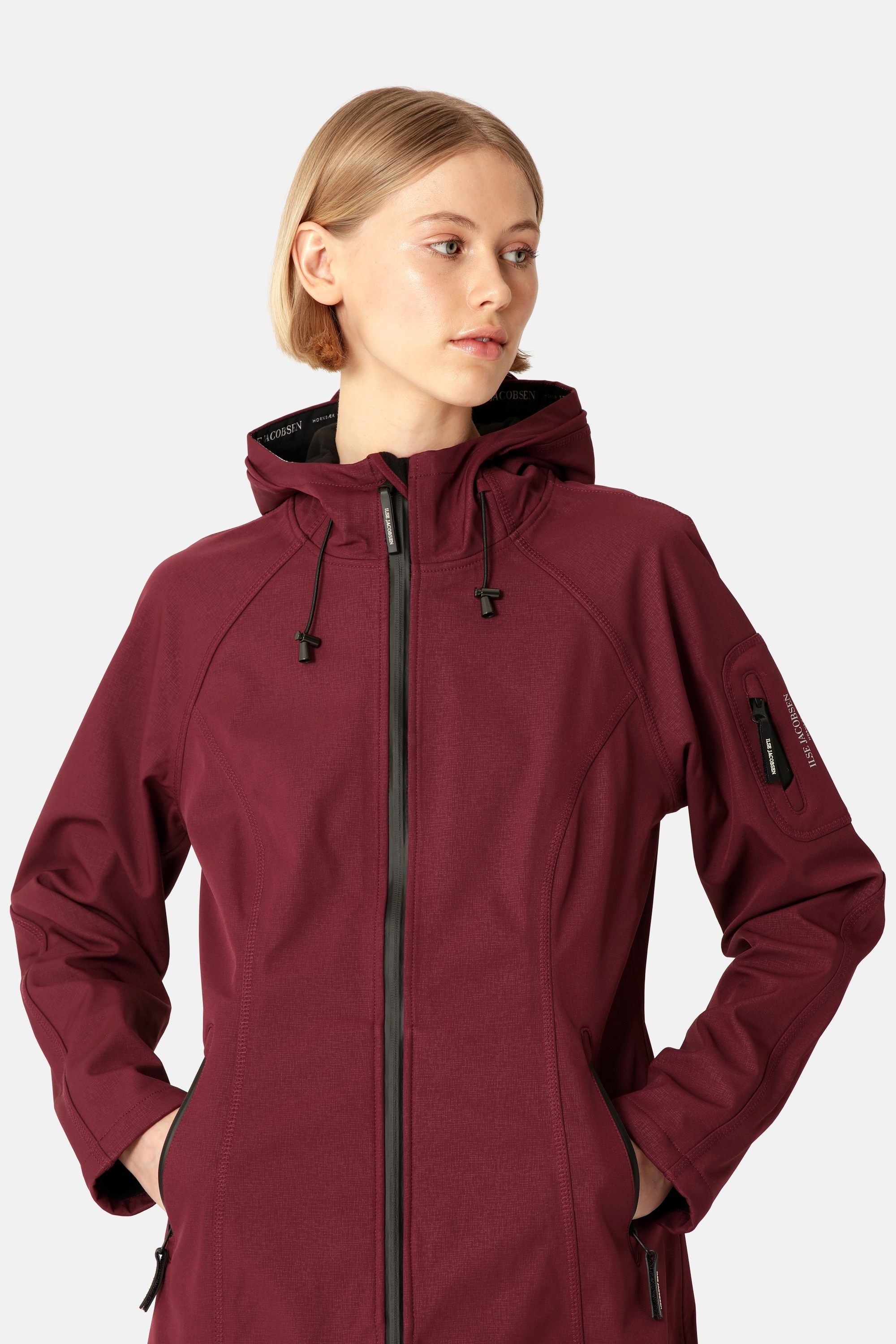 Long Softshell Raincoat - Maroon Banner