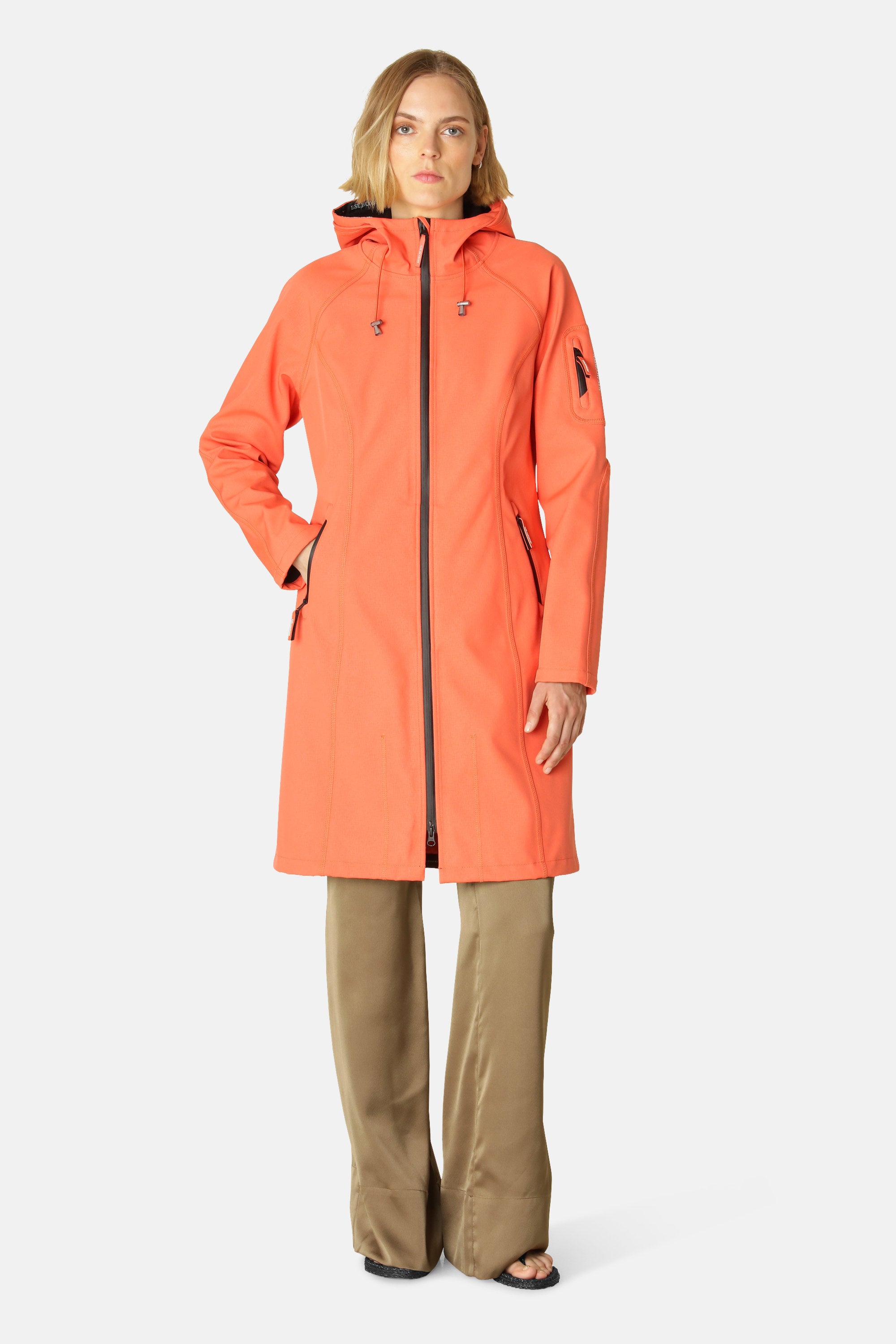 Long Softshell Raincoat - Hot Orange