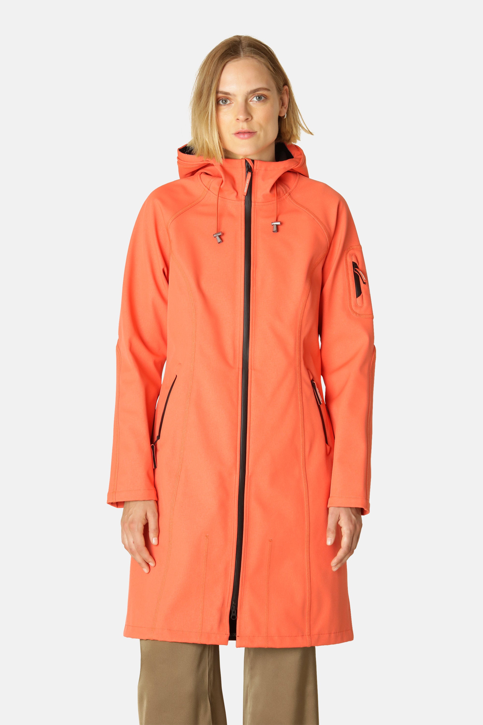 Long Softshell Raincoat - Hot Orange