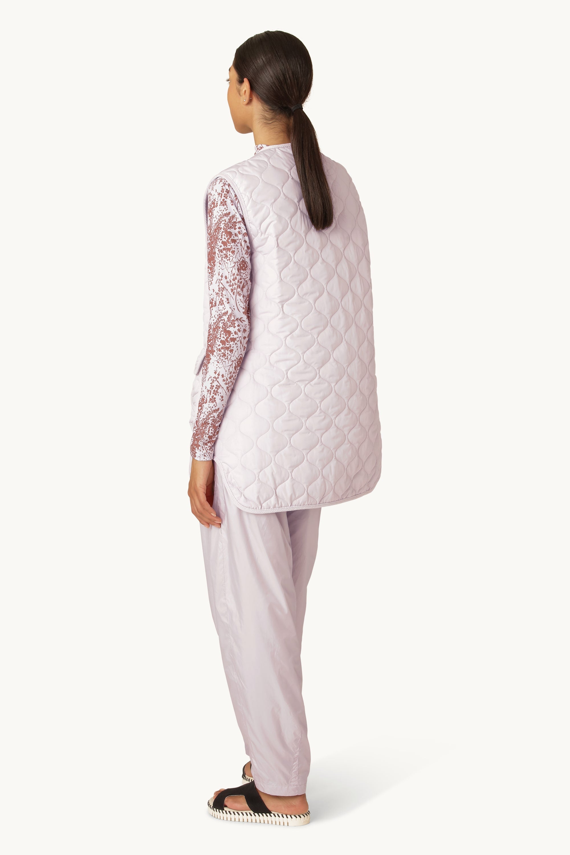 Quilt Long Vest - Concrete