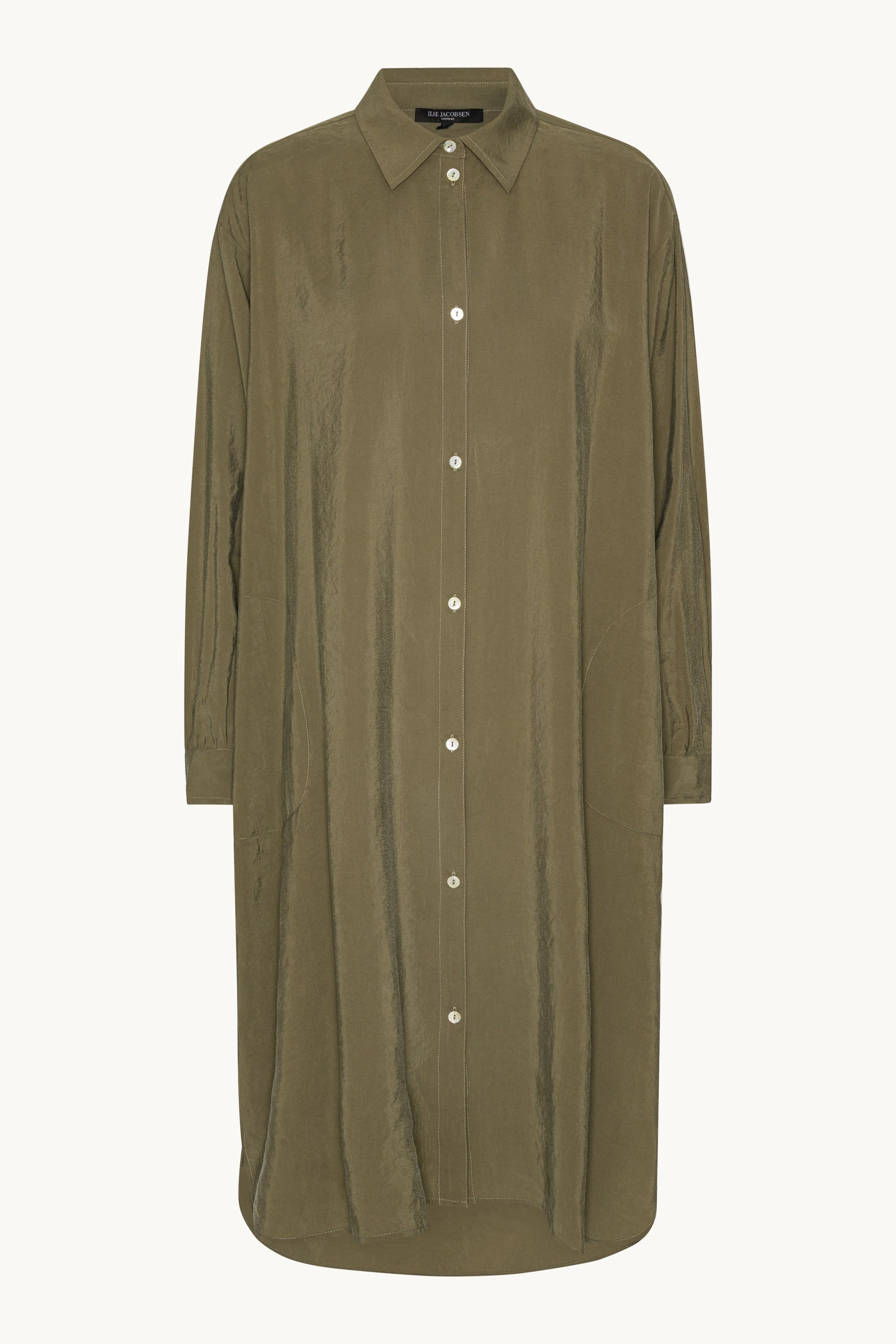 Long Sleeved Tunic Shirt Dress - Capers