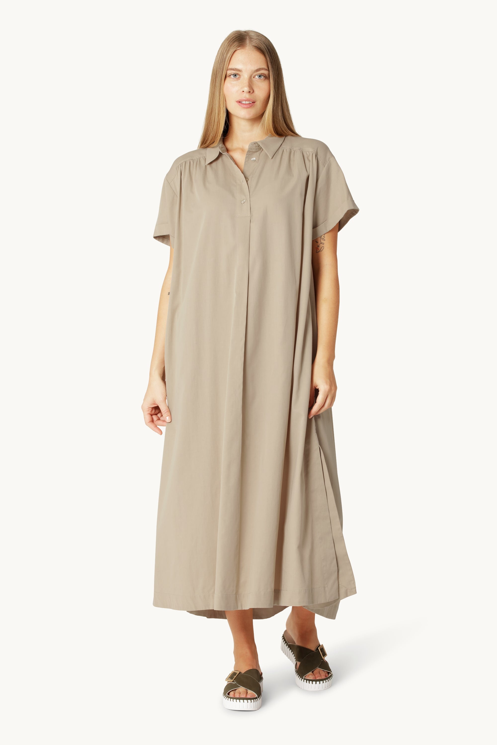 Lang Kjole A-form - White Pepper