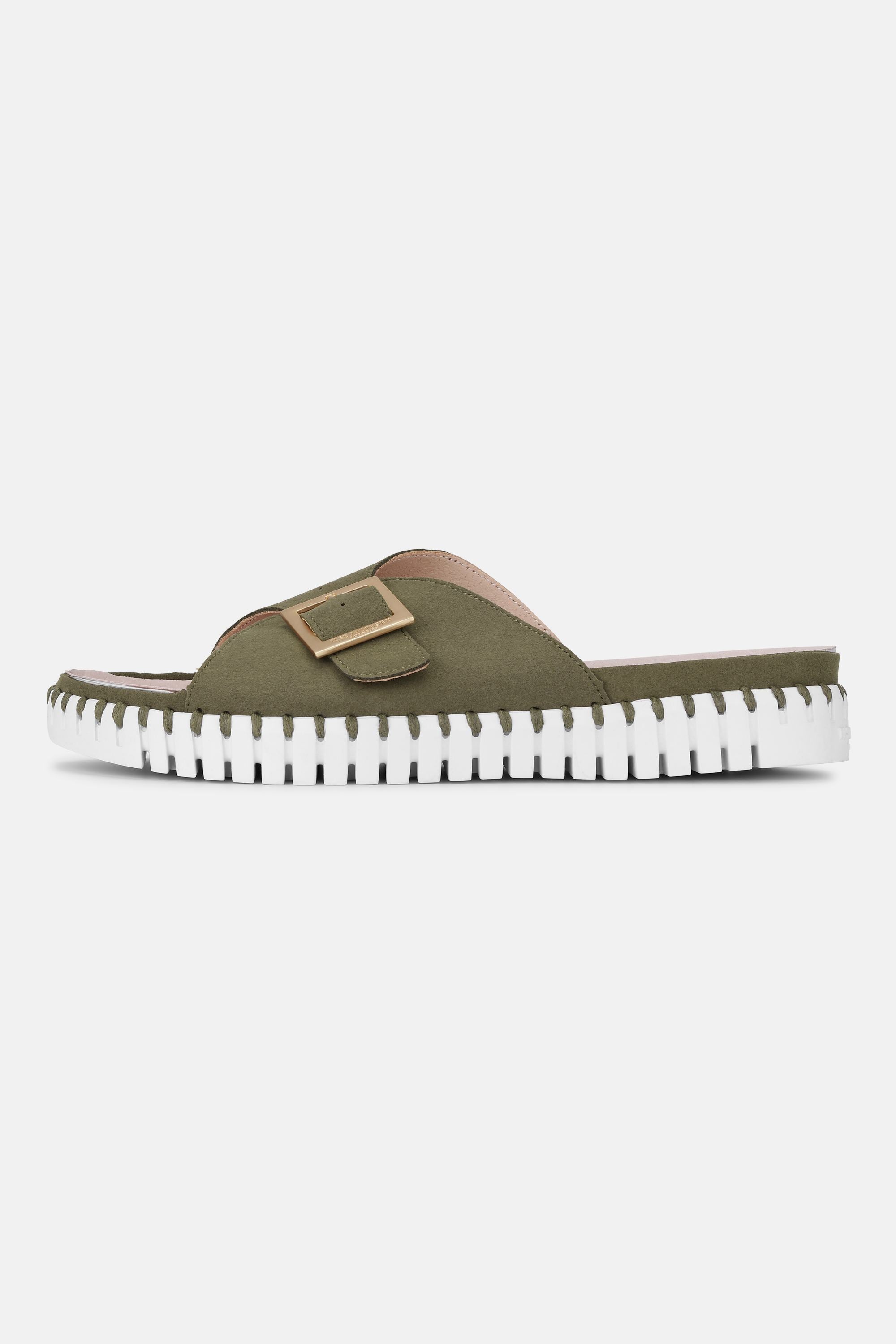 Sandaler Spænde - Deep Olive White