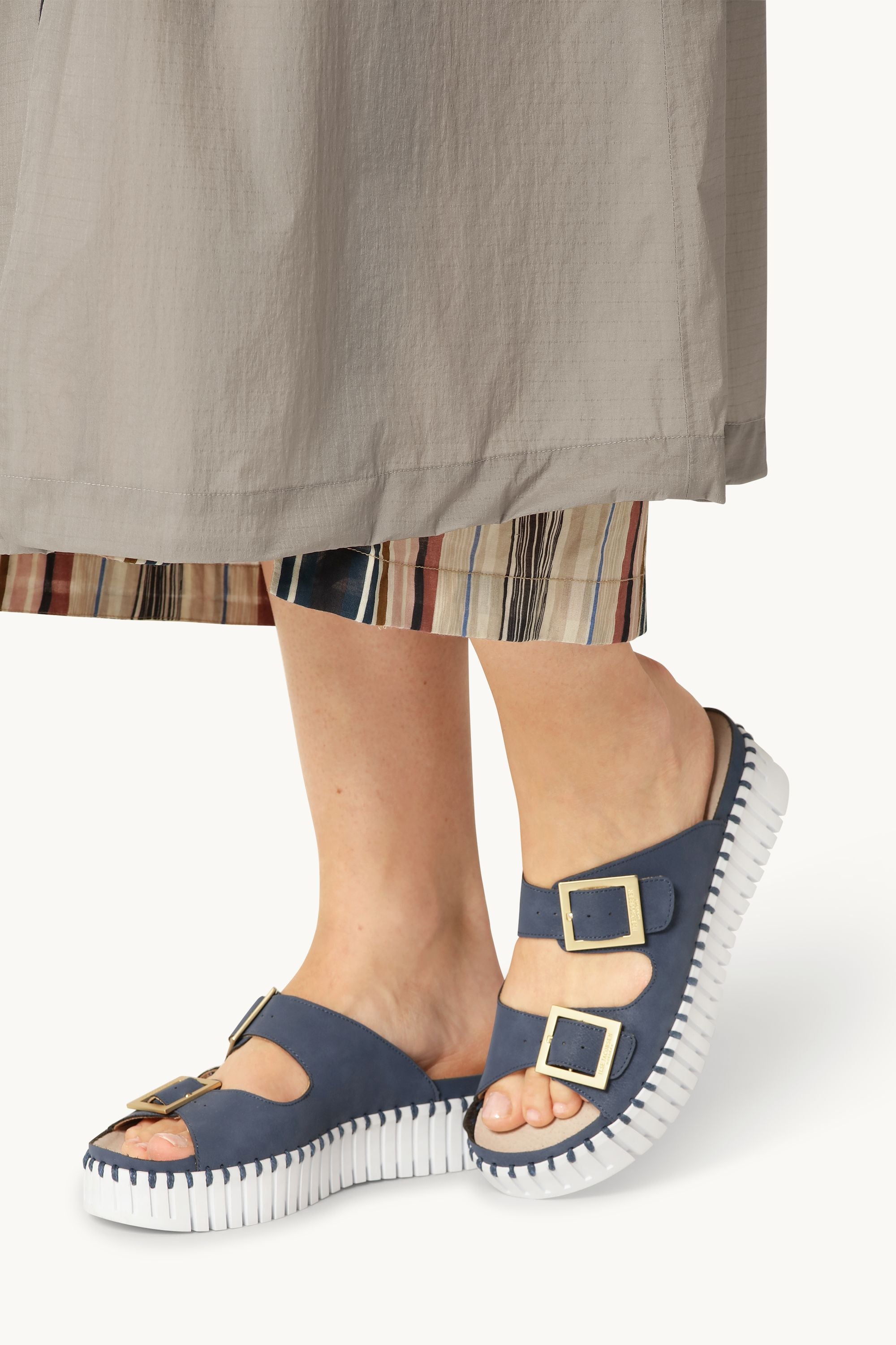 Plateau Sandaler Spænde - Blue Greyness White