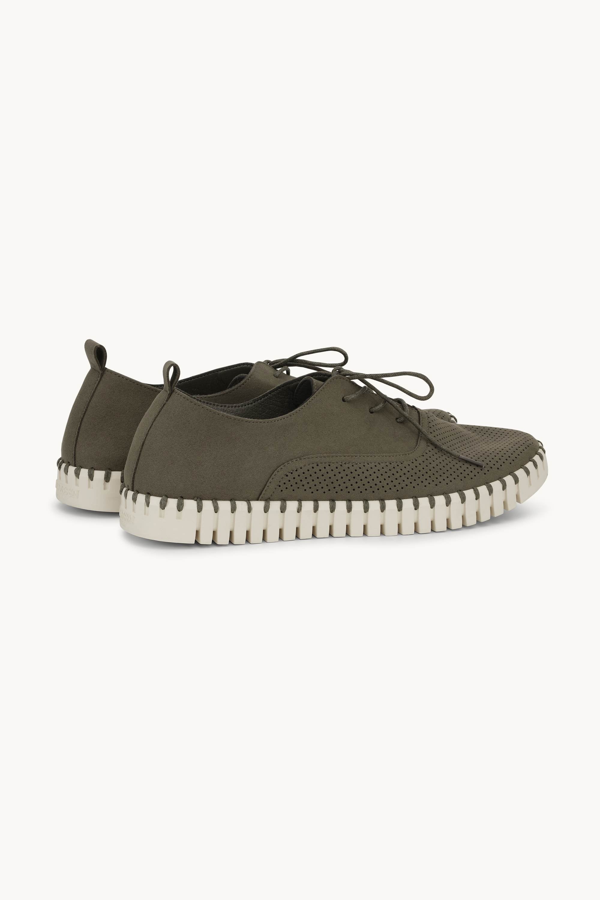 Herresko Med Snørebånd - Deep Olive Pearled Ivory