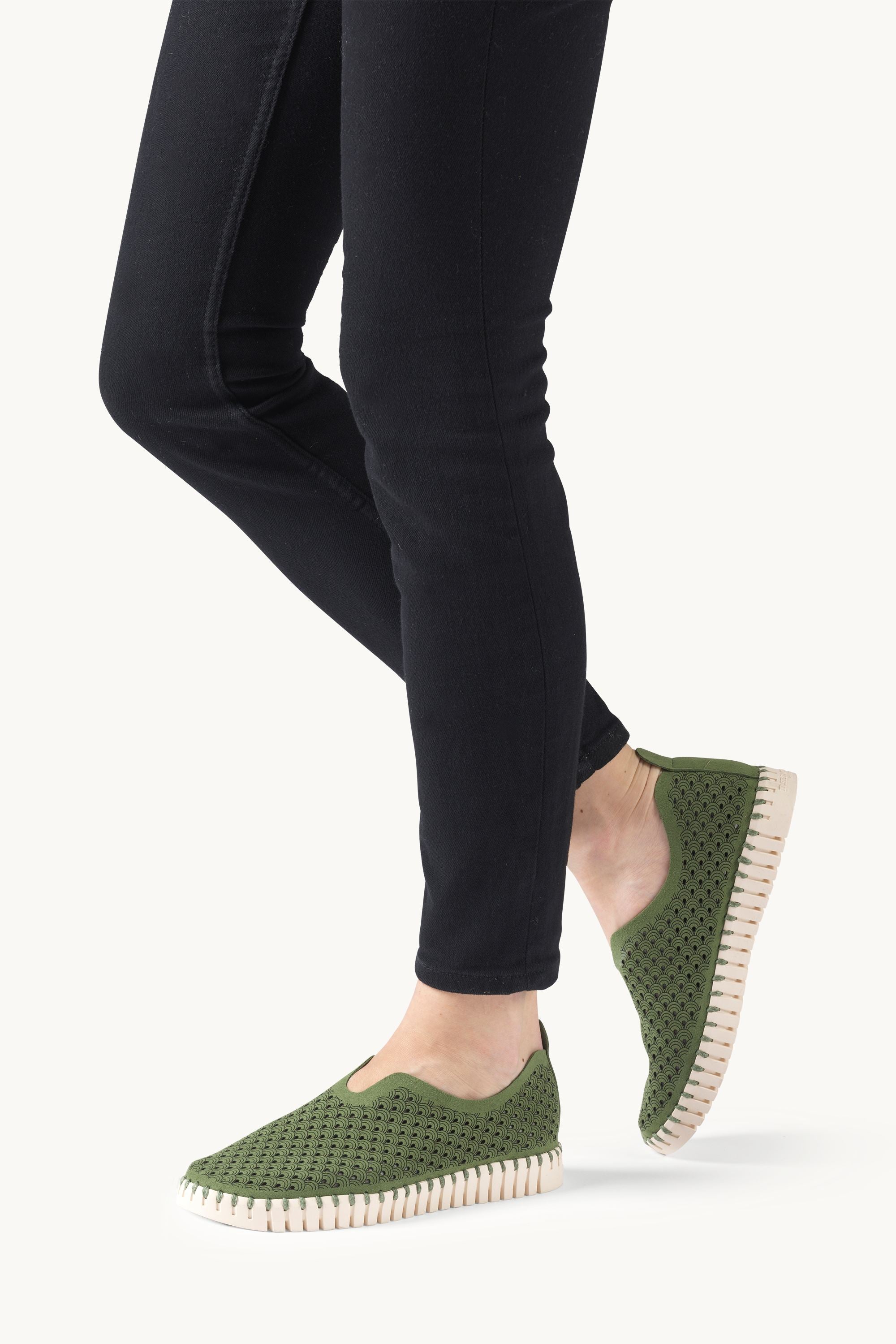 Tulip Sko - Artichoke Green Pearled Ivory