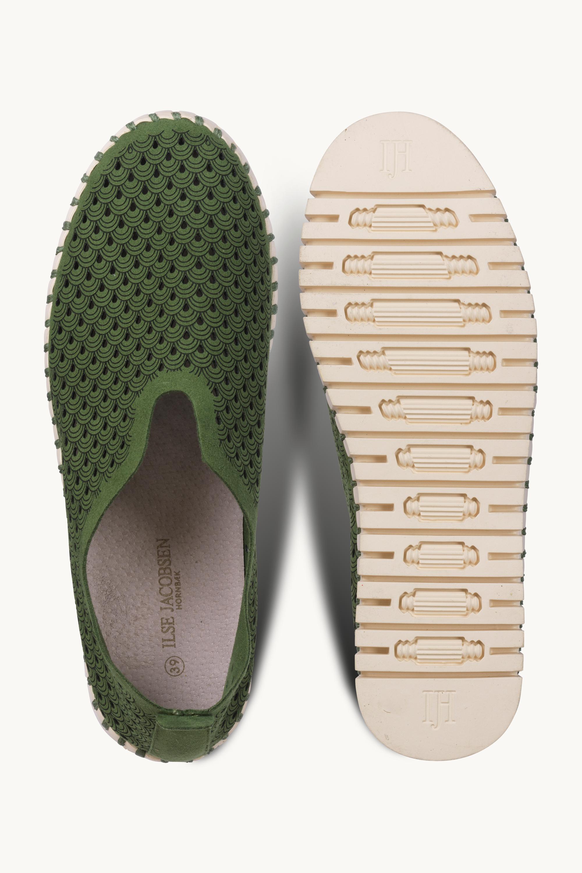 Platform Tulip Sko - Artichoke Green Pearled Ivory