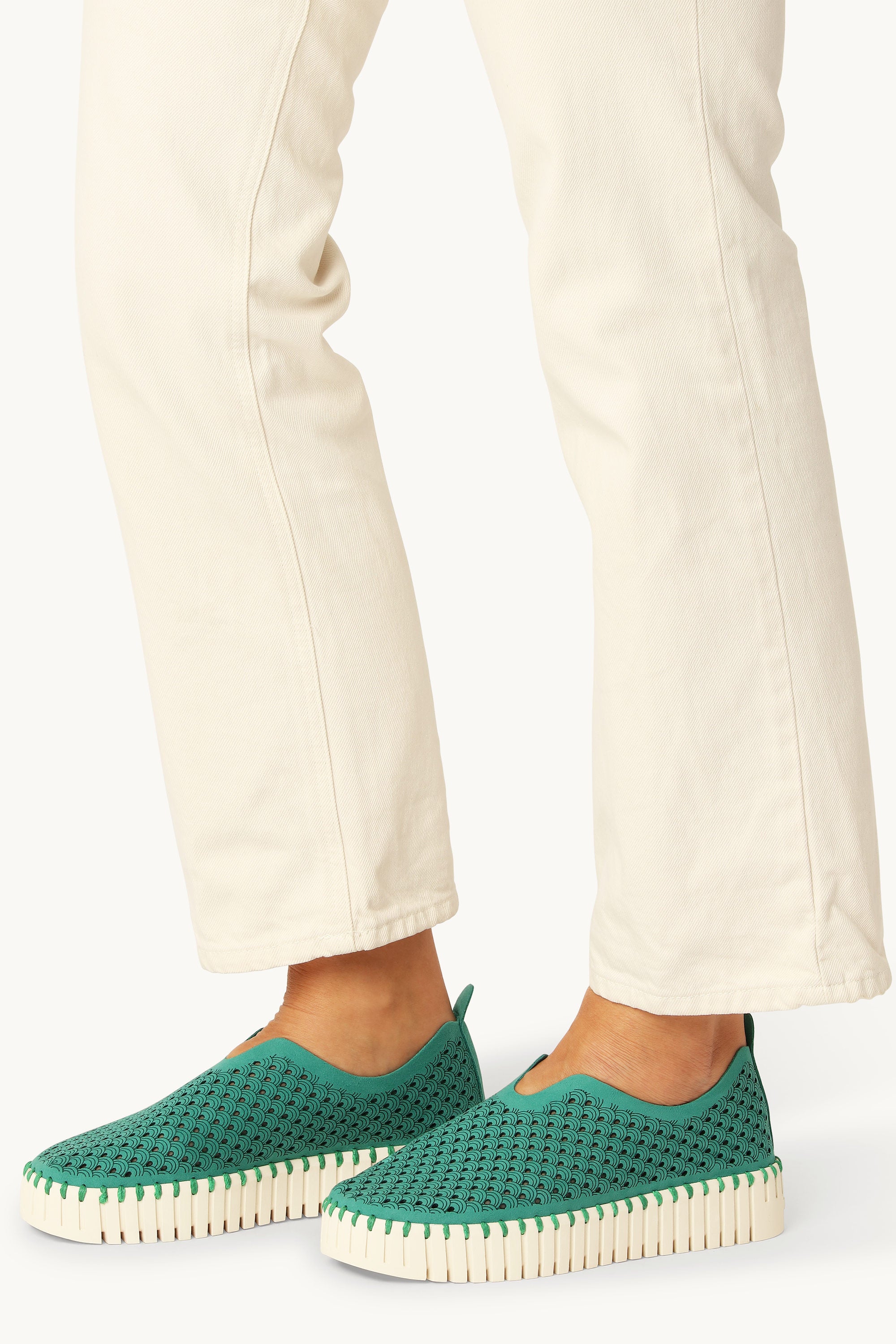 Platform Tulip Sko - Spruce Pearled Ivory