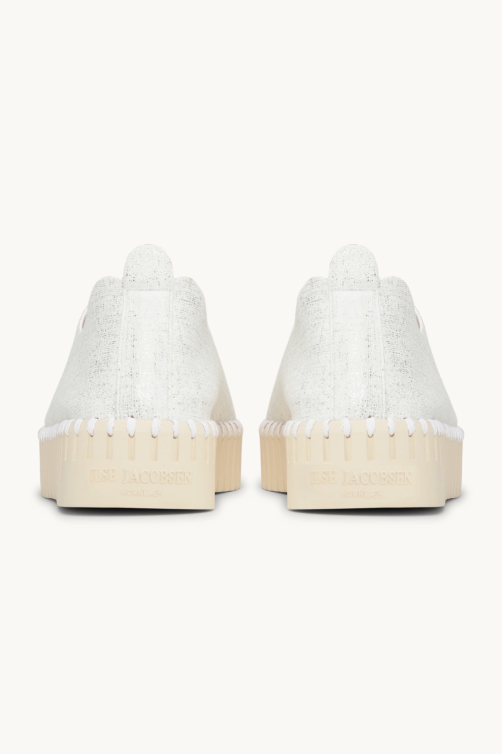 Platform Tulip Sko Glitter - White Pearled Ivory