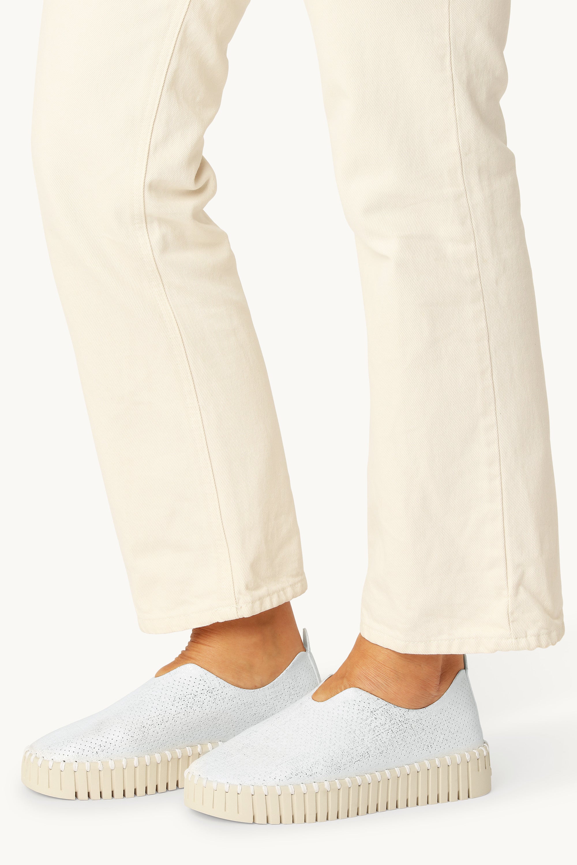 Platform Tulip Sko Glitter - White Pearled Ivory