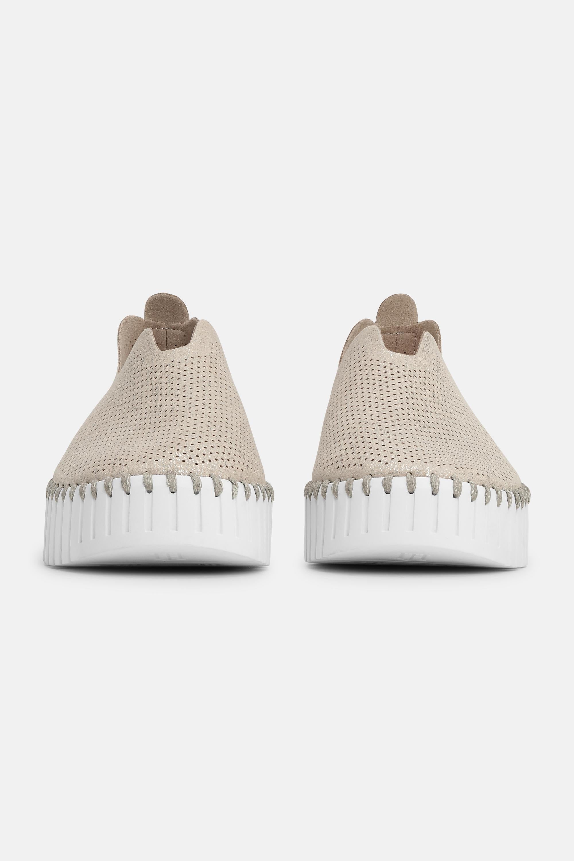 Platform Tulip Sko Glitter - Silver White