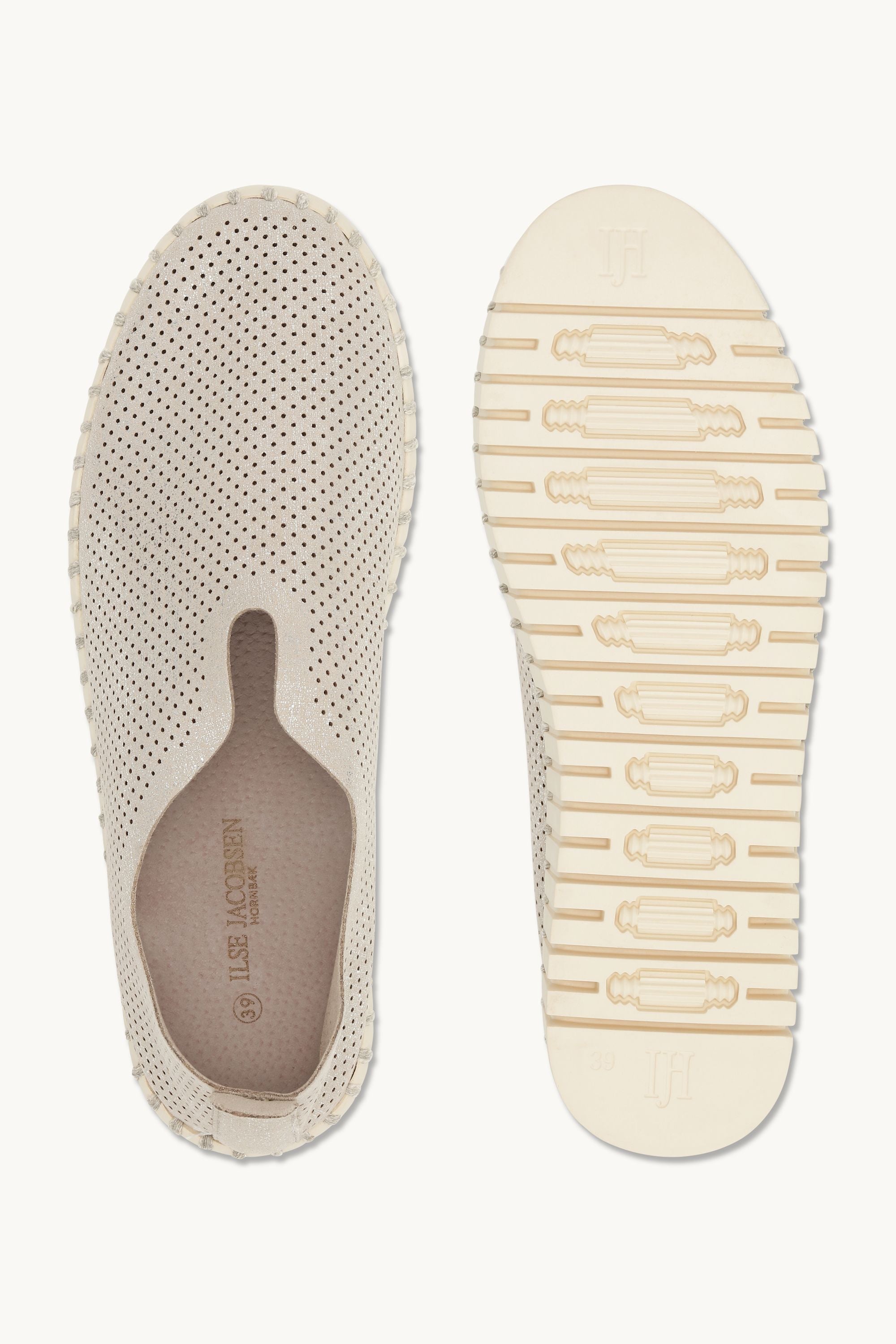 Platform Tulip Sko Glitter - Silver Pearled Ivory