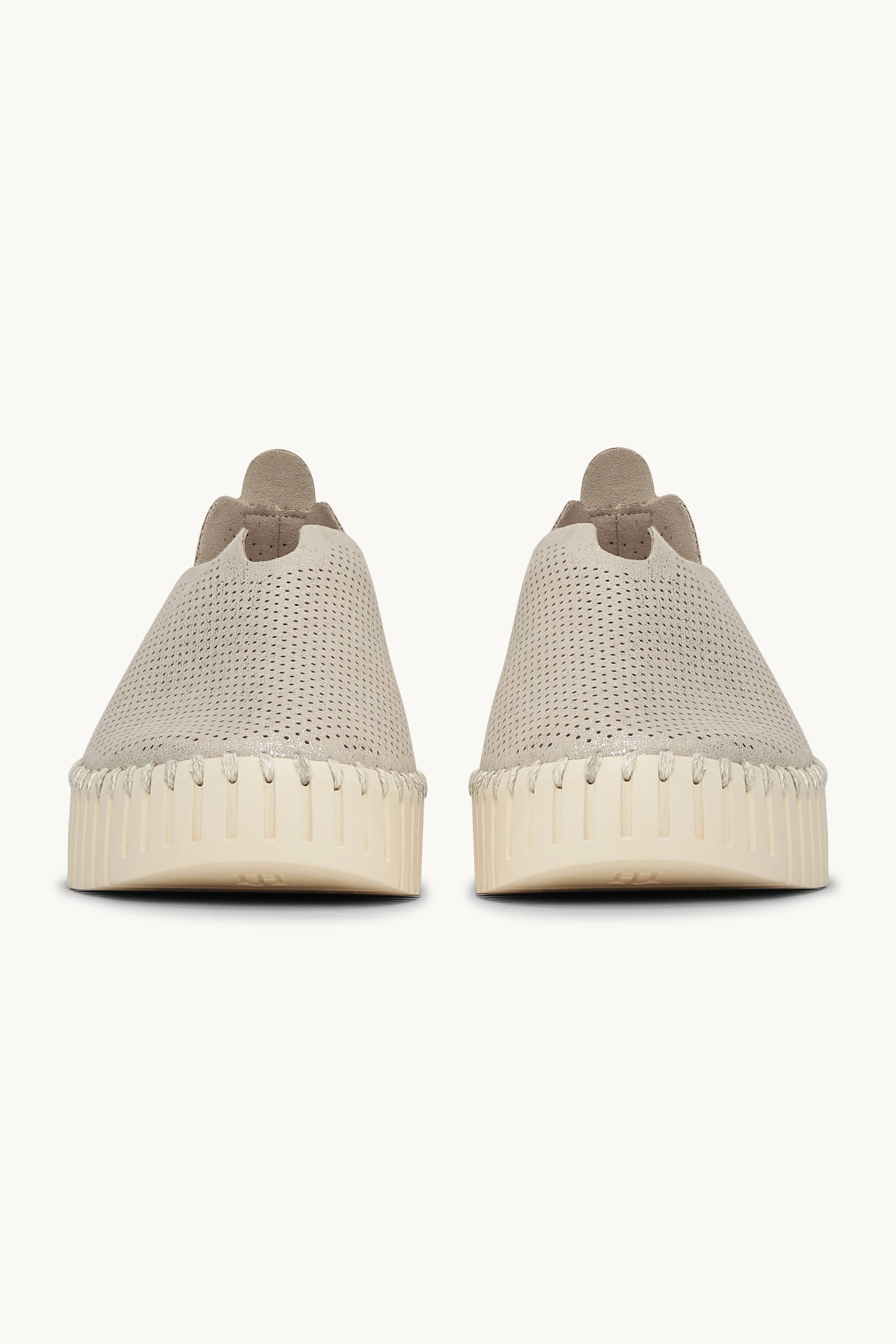 Platform Tulip Sko Glitter - Silver Pearled Ivory