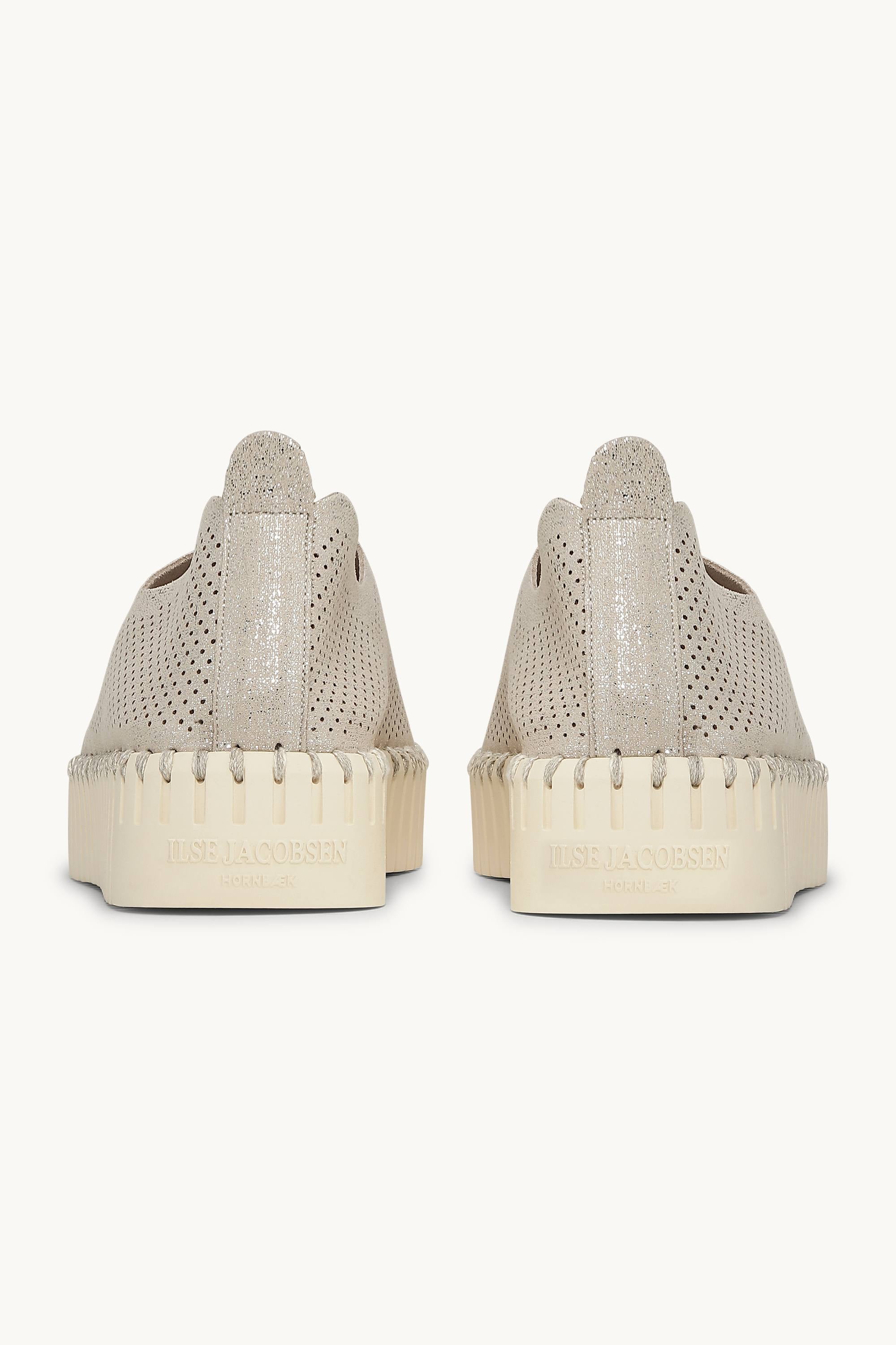 Platform Tulip Sko Glitter - Silver Pearled Ivory