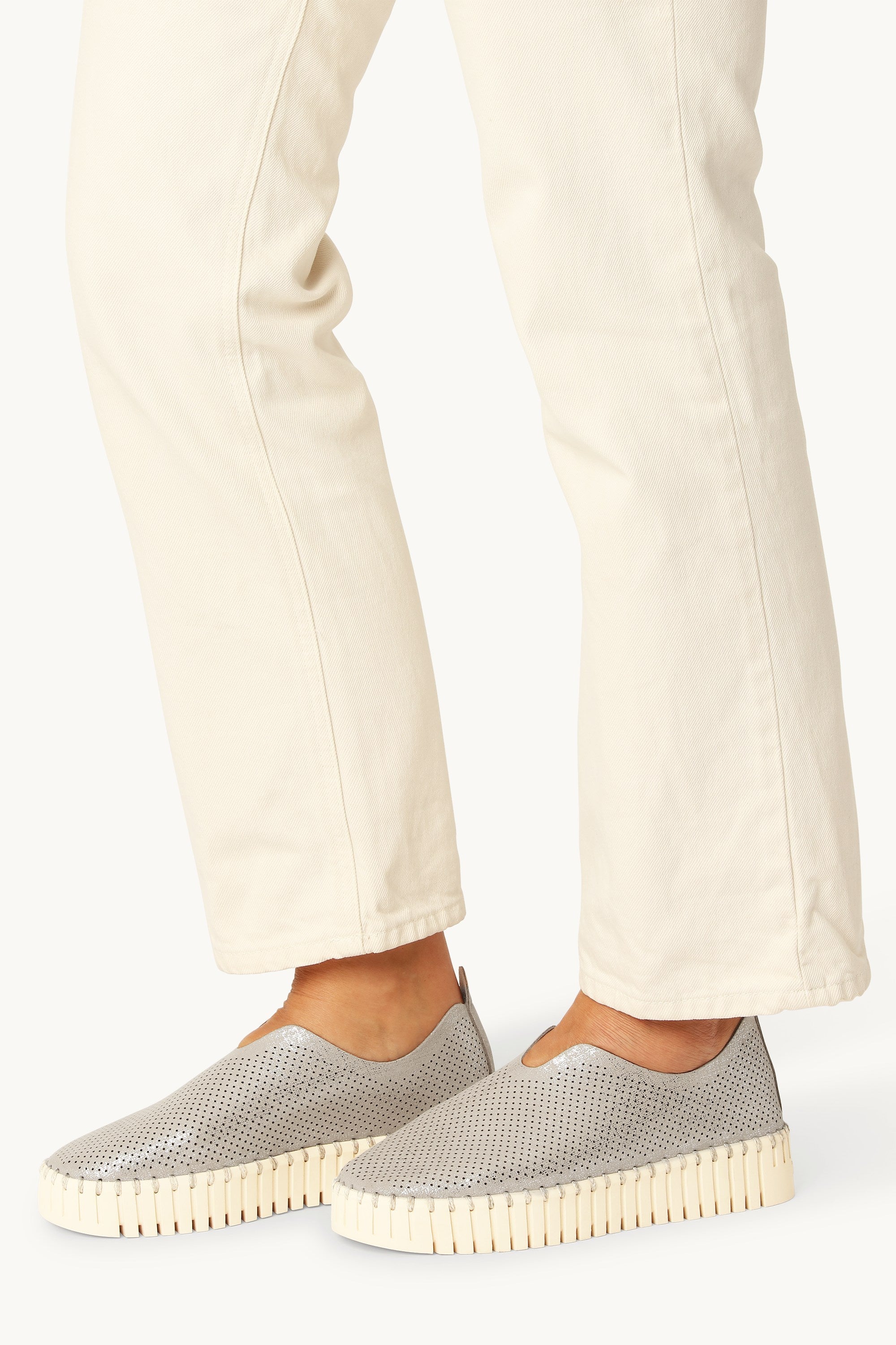 Platform Tulip Sko Glitter - Silver Pearled Ivory